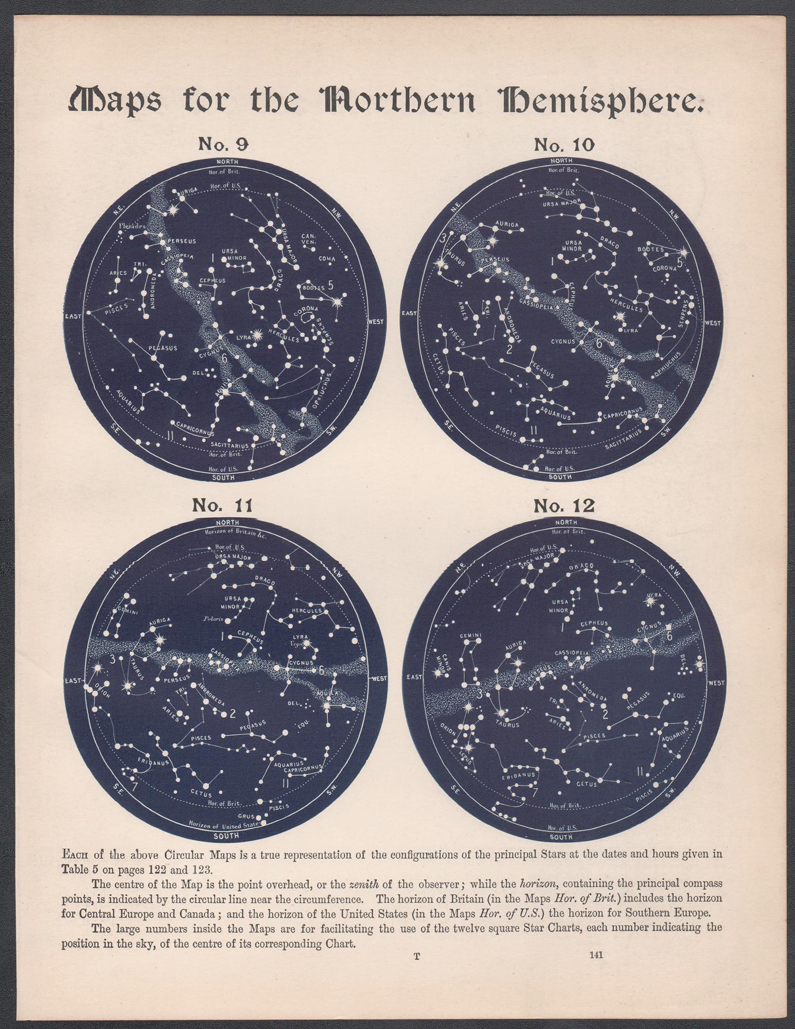 Cartes de l'hémisphère nord. Antiquité - Astronomie - Gravure sur constellation d'étoiles - Print de William Peck