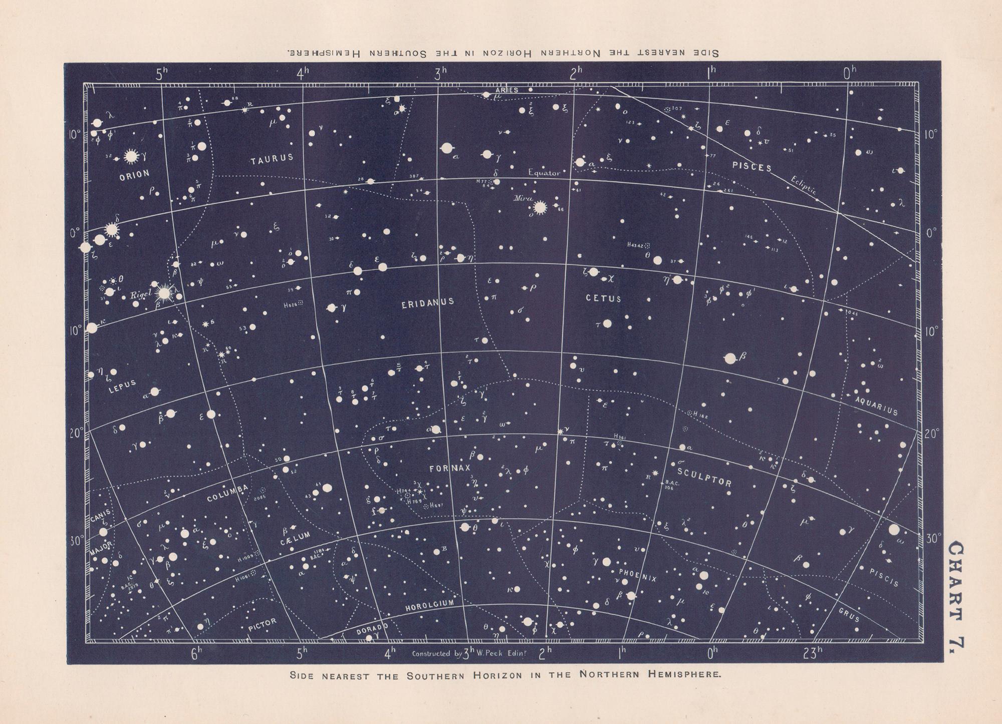 William Peck Print - Star Chart. Antique Astronomy celestial print