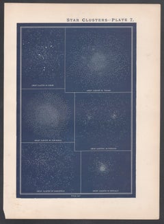Star Clusters. Antique Astronomy print