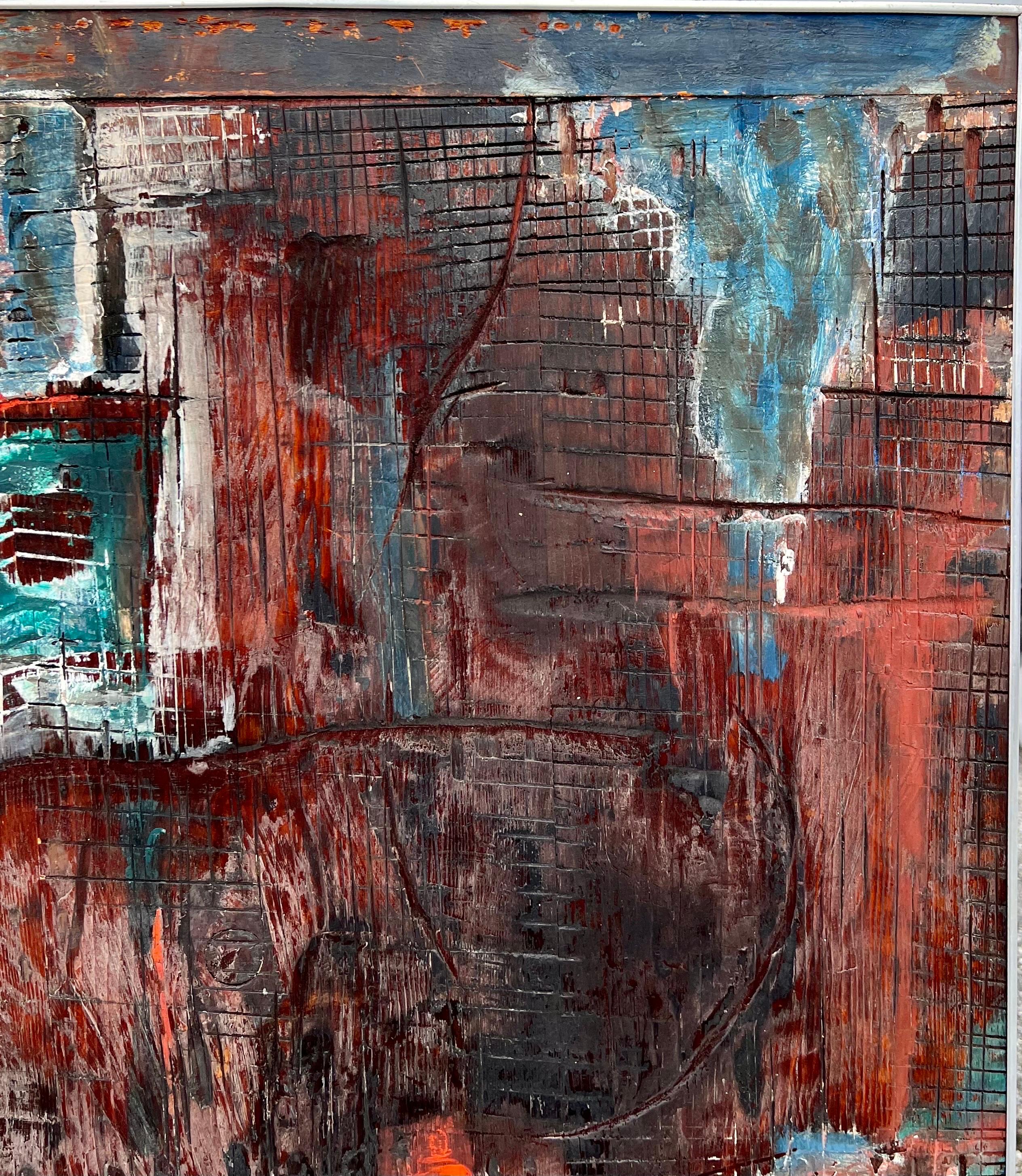 Abstrakt-expressionistisches Ölgemälde der amerikanischen Moderne, William Pellicone, Schnitzerei im Angebot 10