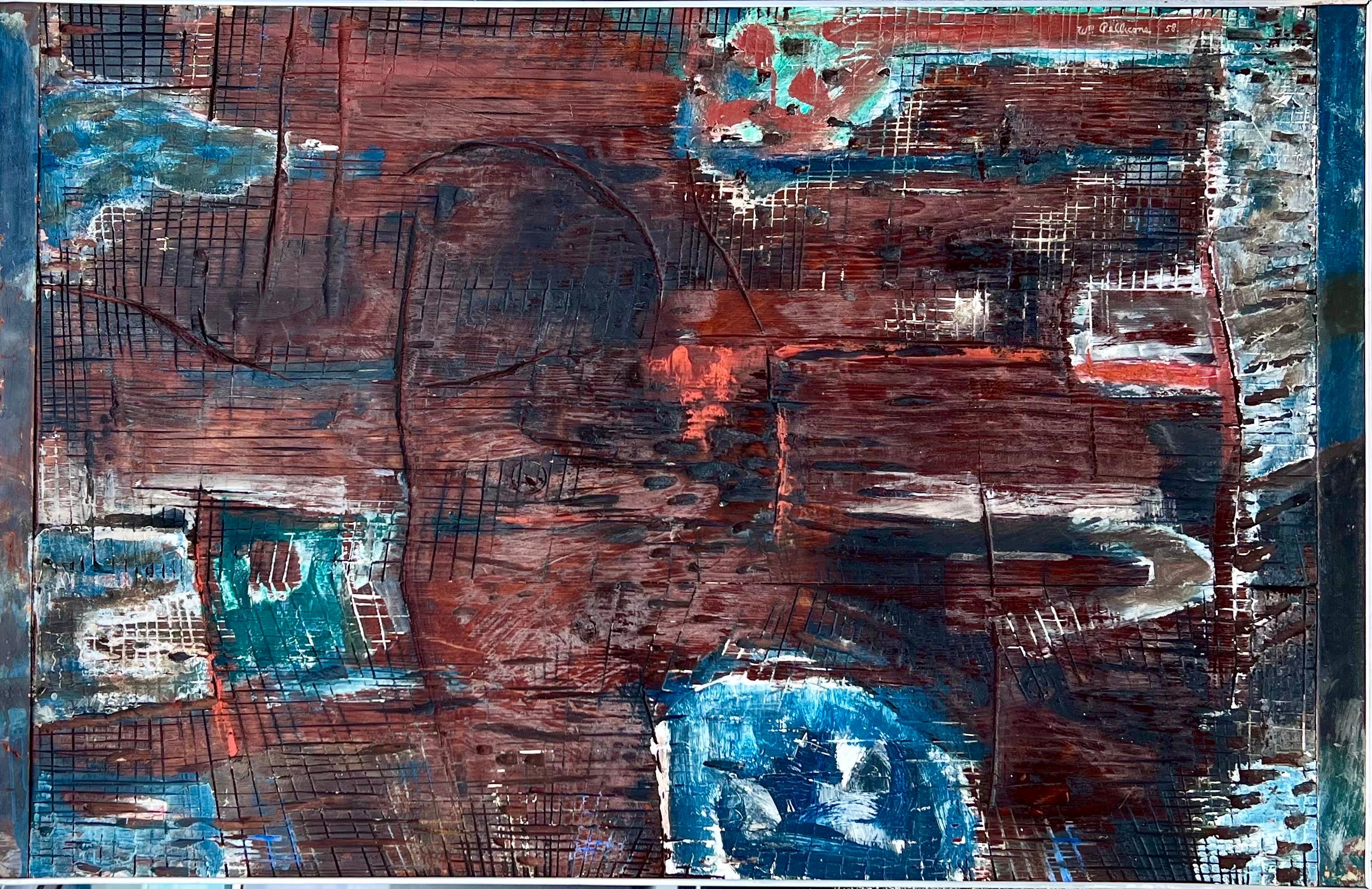 Abstrakt-expressionistisches Ölgemälde der amerikanischen Moderne, William Pellicone, Schnitzerei im Angebot 11