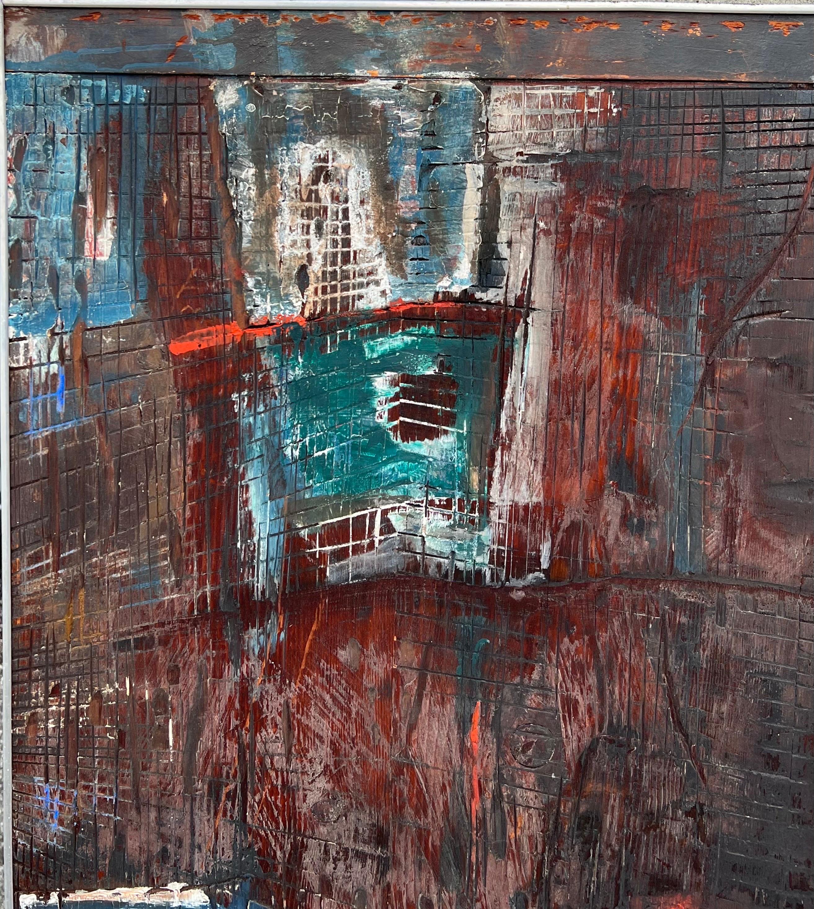 Abstrakt-expressionistisches Ölgemälde der amerikanischen Moderne, William Pellicone, Schnitzerei im Angebot 12