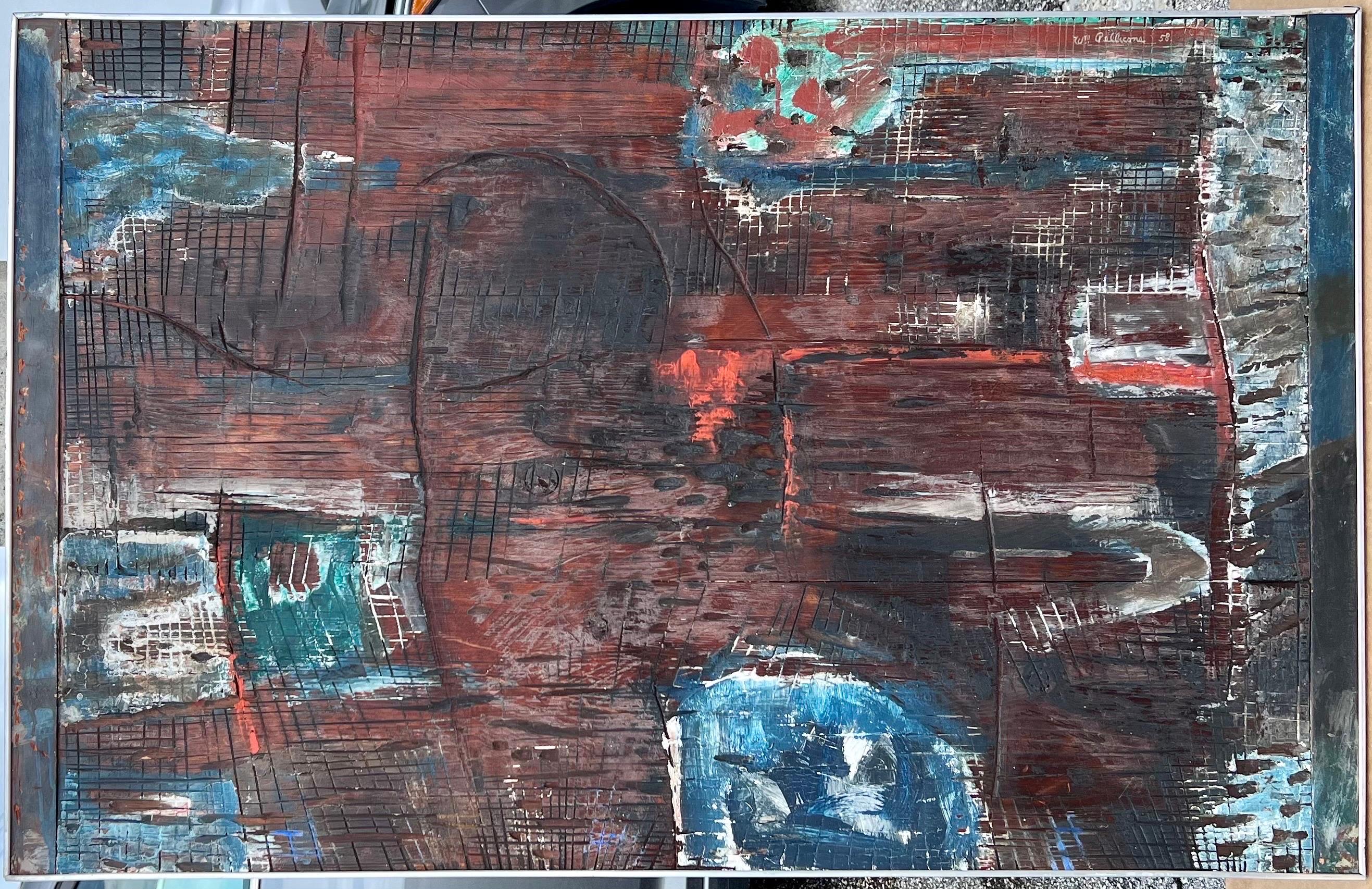 American Modernist Abstract Expressionist Oil Painting Carving William Pellicone For Sale 11