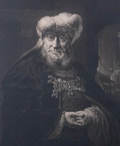 William Pether after Rembrandt van Rijn - 1778 Mezzotint, The Rabbi