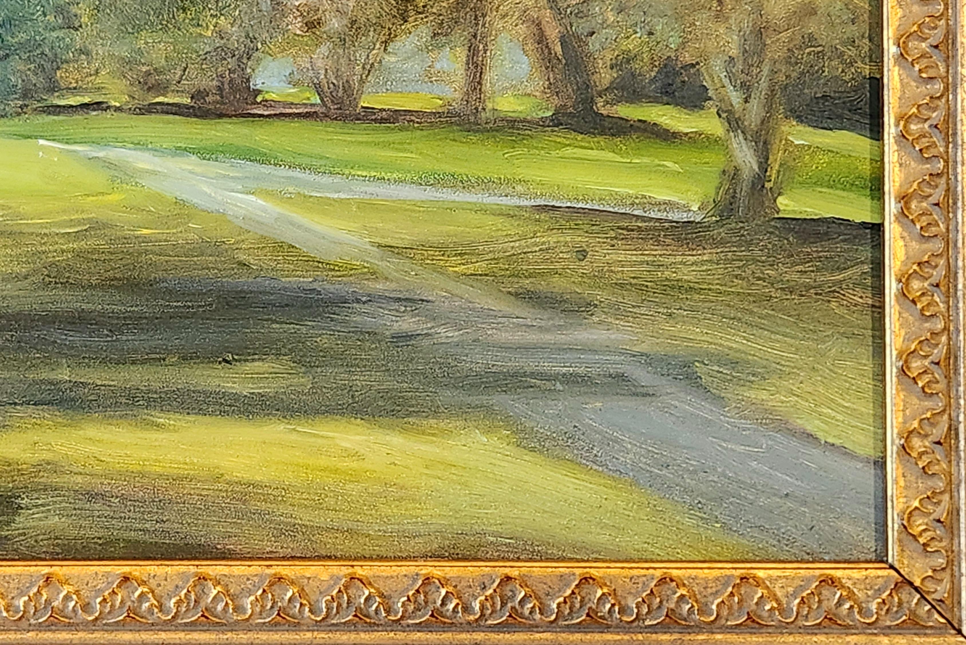 Oil on Board Painting -- Path to the Playground For Sale 4