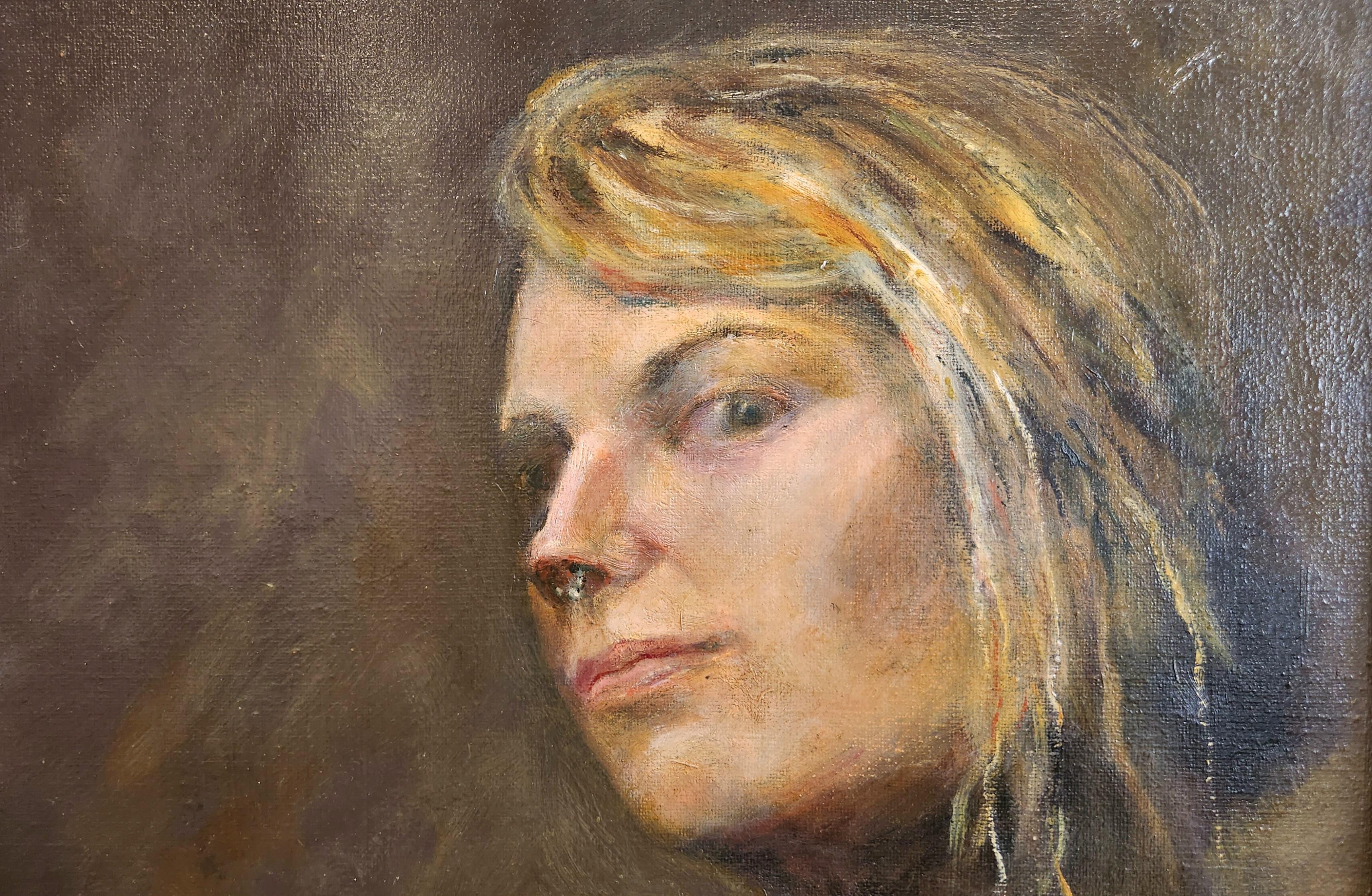 Oil on Canvas Portrait -- Trudy - Painting by William Pettit