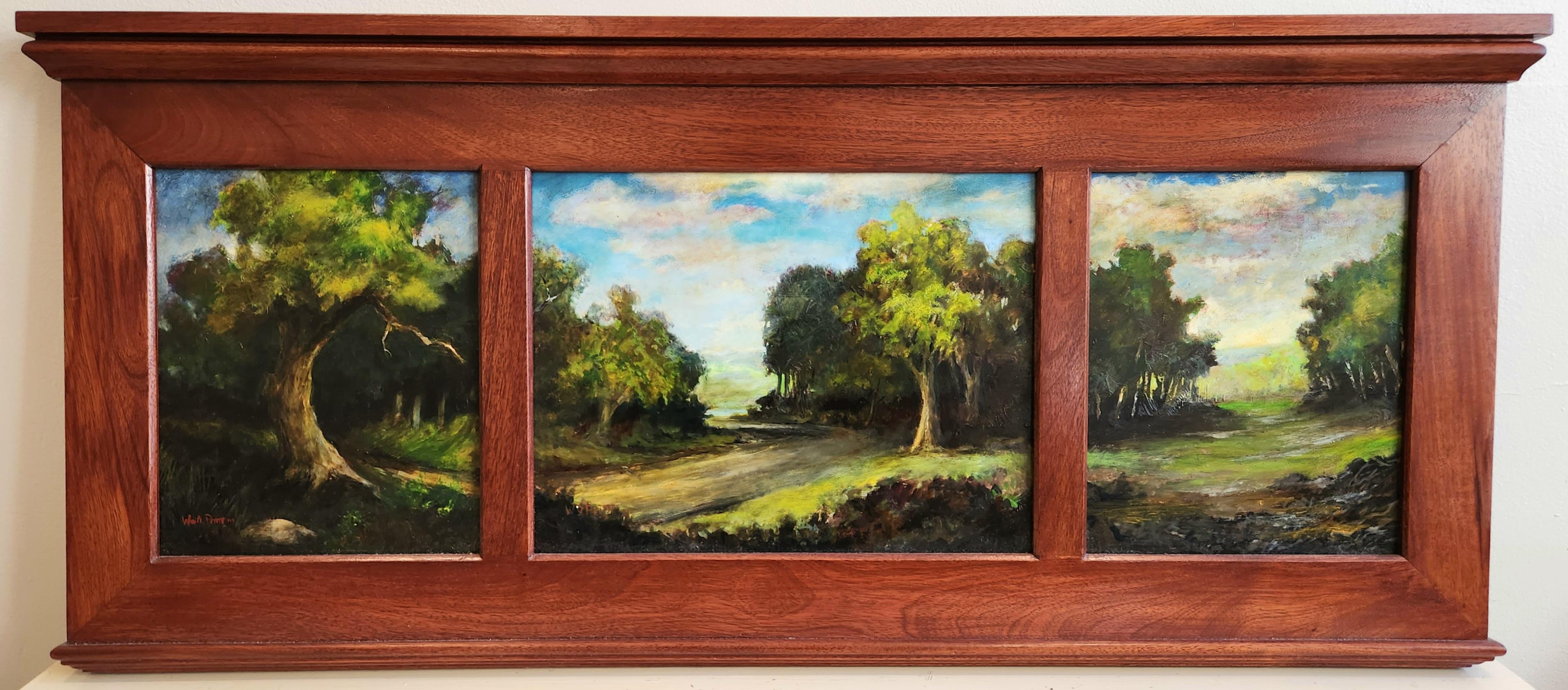 William Pettit Landscape Painting - Oil on Canvas Triptych -- Upstate New York