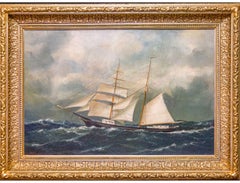 Antique Brigantine At Sea