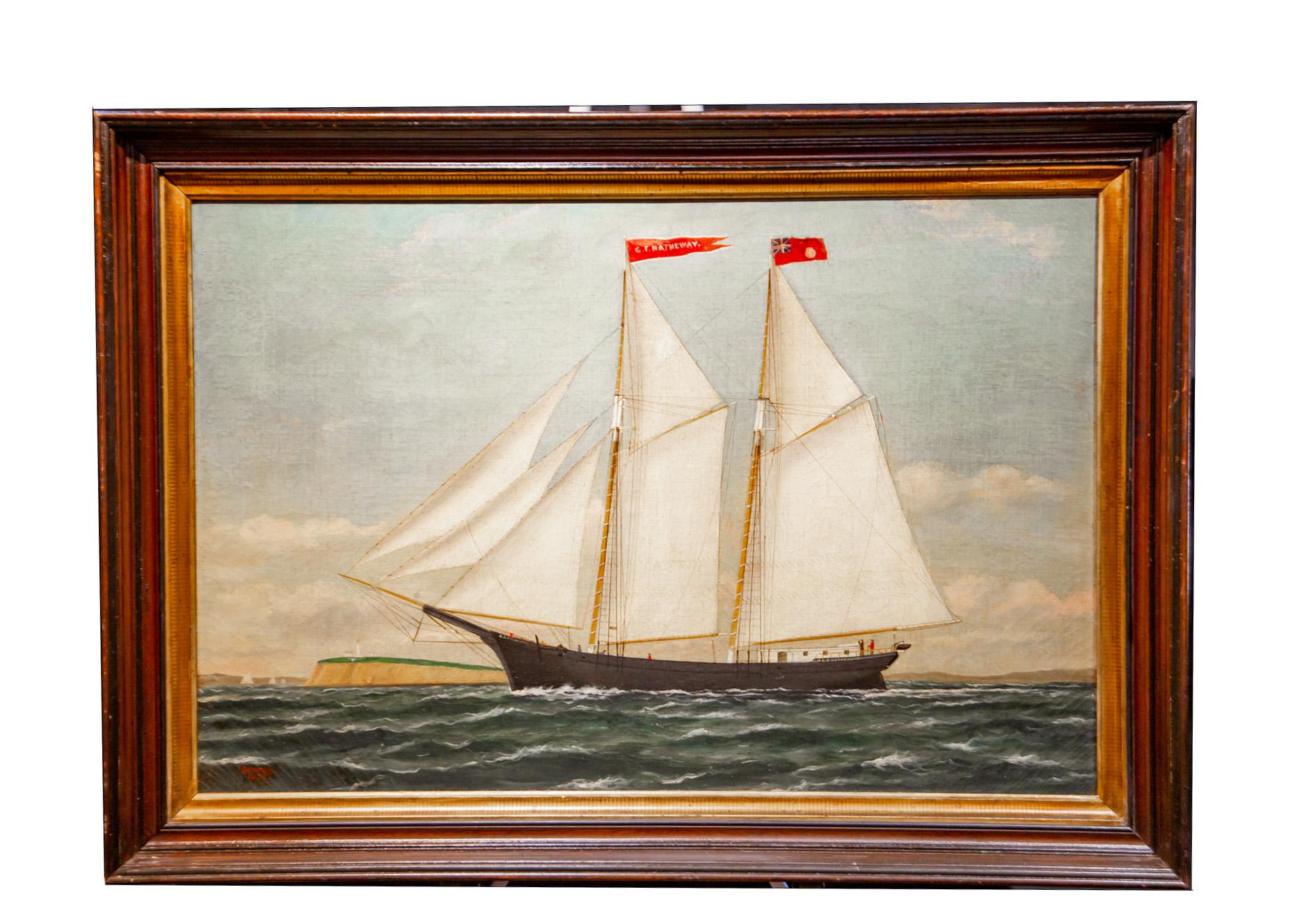 Portrait of the Schooner G.F. Hathaway. Dated 1877 For Sale 2