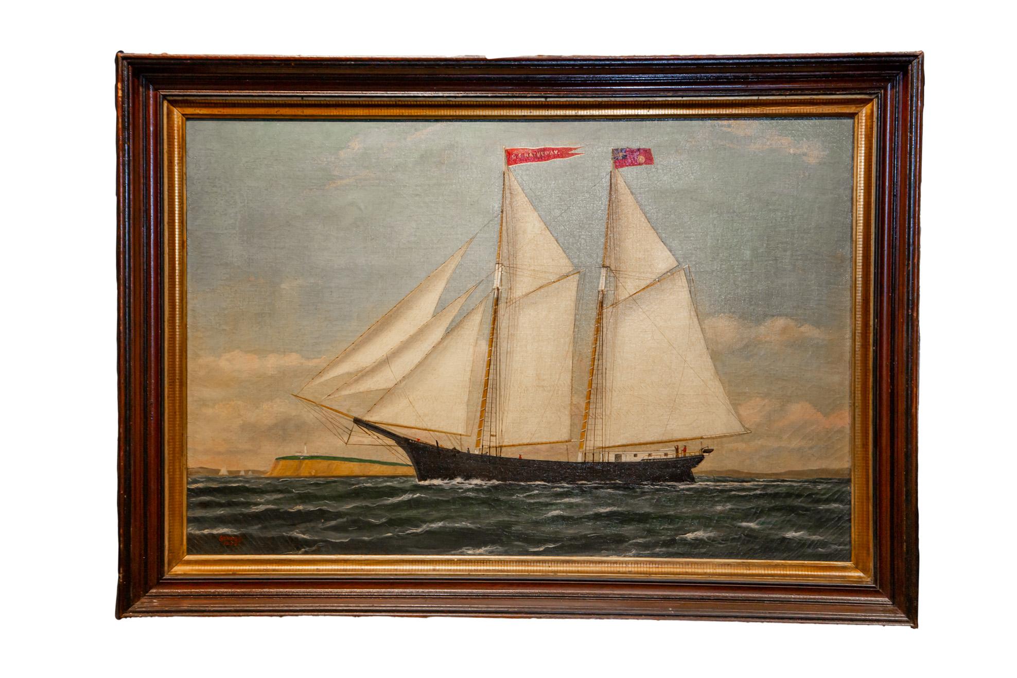 Portrait of the Schooner G.F. Hathaway. Dated 1877 For Sale 4