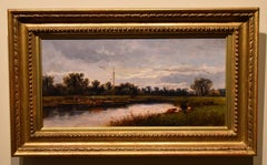 Oil Painting by William Pitt "The Severn above the Lowerloud Tewksbury"