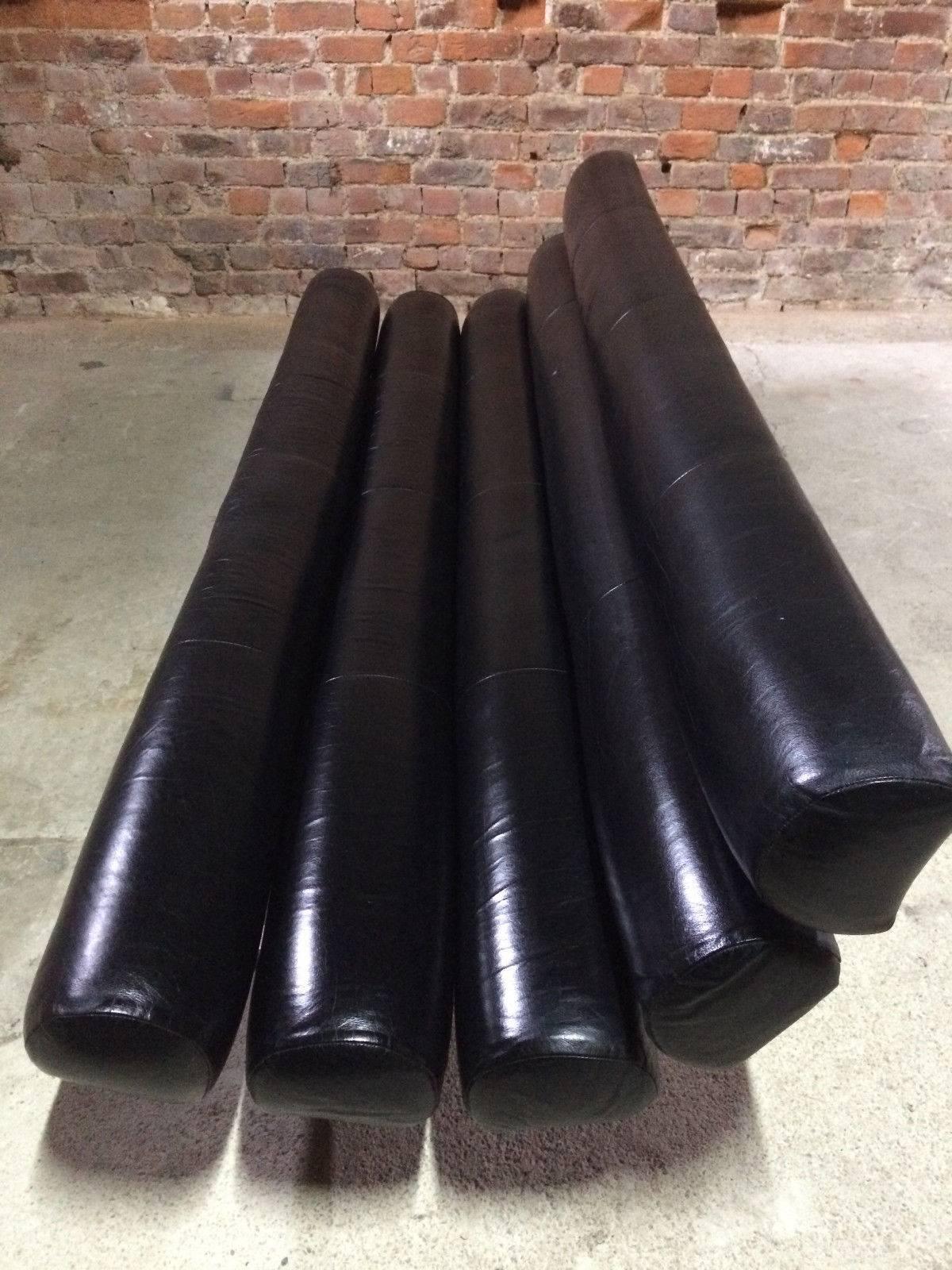 William Plunkett Sofa Settee Kingston Range Black Leather1960s MCM 5