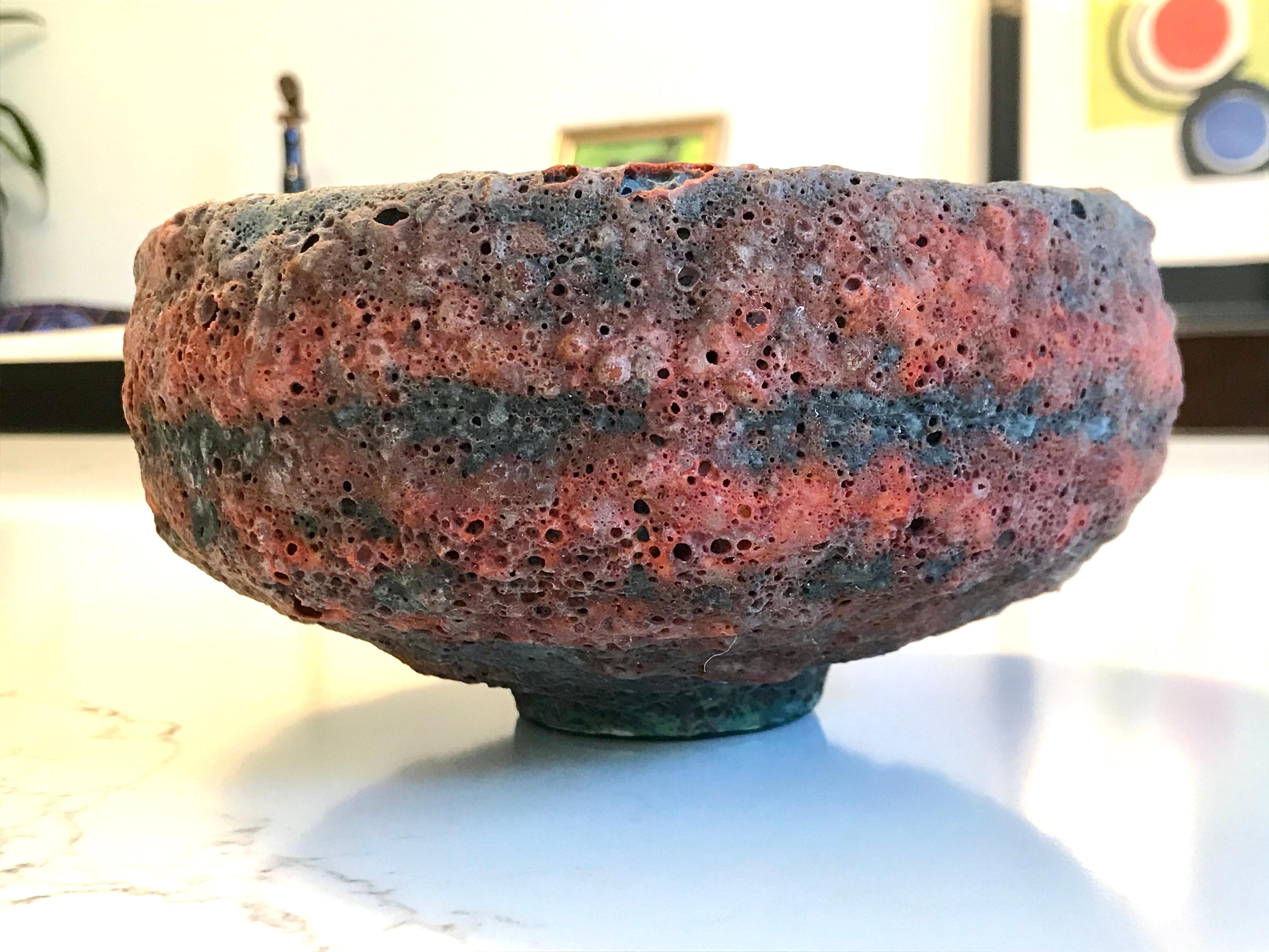 William + Polia Pillin Studio Pottery Crater Glaze Bowl In Good Condition In Los Angeles, CA