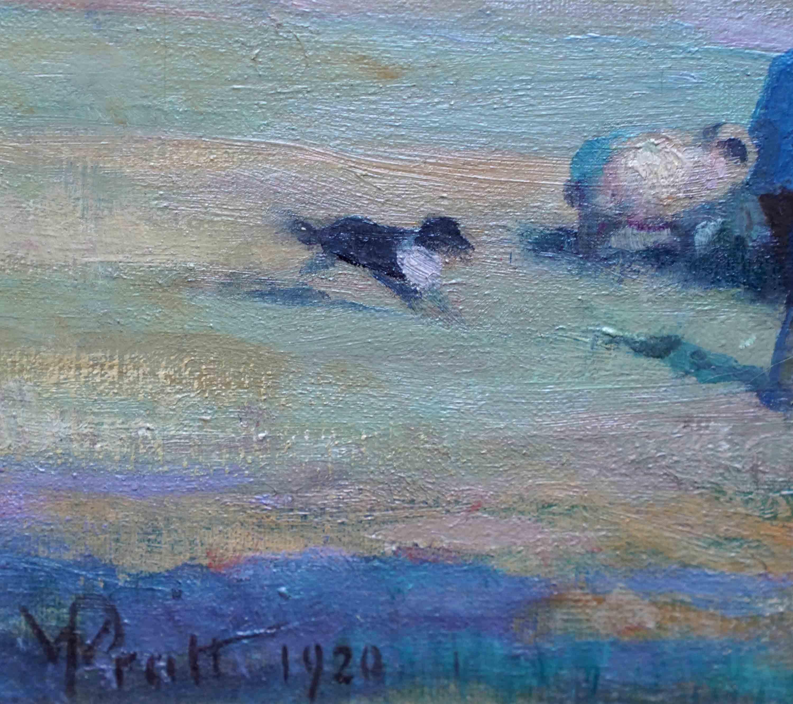 Landscape with Sheep - Scottish 1920 Impressionist art  landscape oil painting For Sale 5