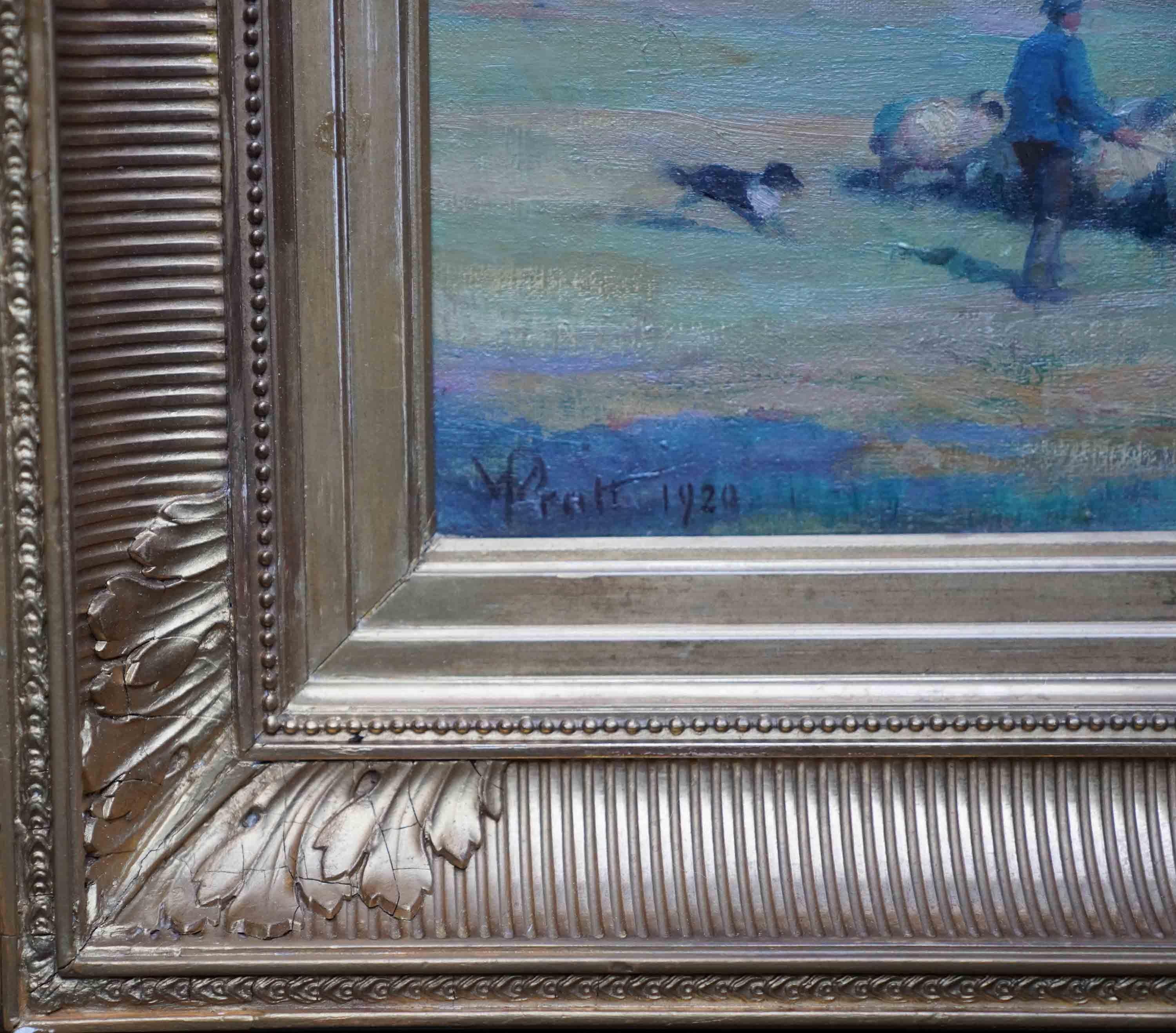 Landscape with Sheep - Scottish 1920 Impressionist art  landscape oil painting For Sale 6