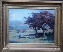 Landscape with Sheep - Scottish 1920 Impressionist art  landscape oil painting