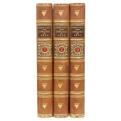 Antique William Prescott, History of the Conquest of Peru, 3 Vols., Full Leather 1850