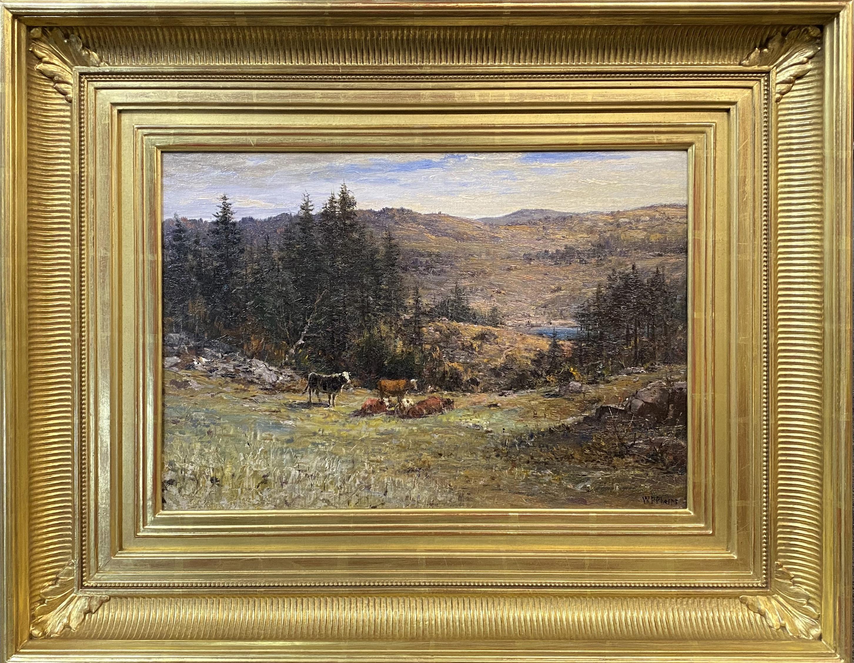 William Preston Phelps Landscape Painting - Landscape with Cows, Probably Mount Monadnock NH