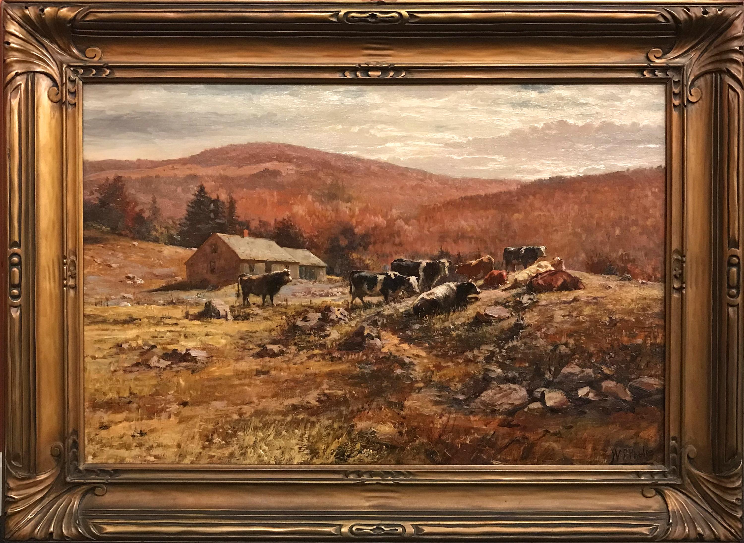 William Preston Phelps Landscape Painting - New Hampshire Landscape with Cattle Grazing