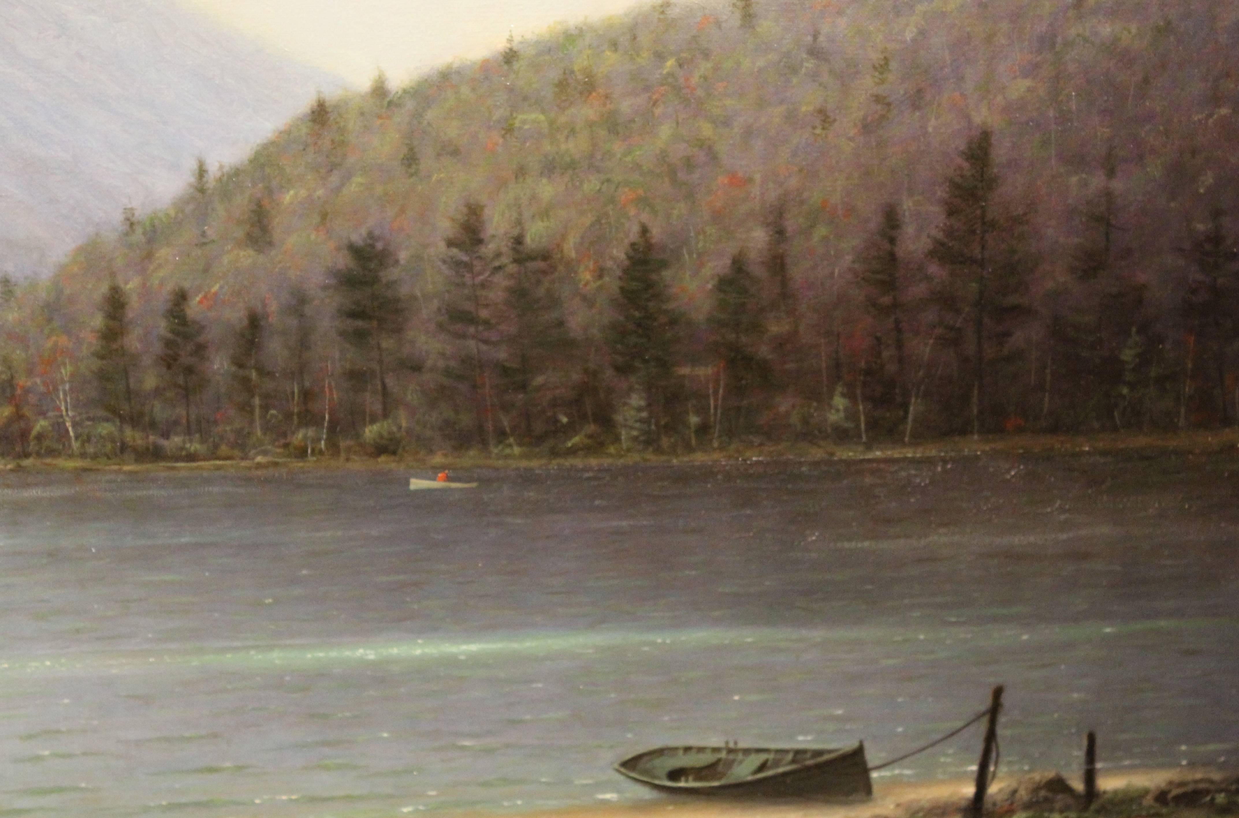Clearing Storm, Echo Lake, Franconia, NH - Realist Painting by William R. Davis