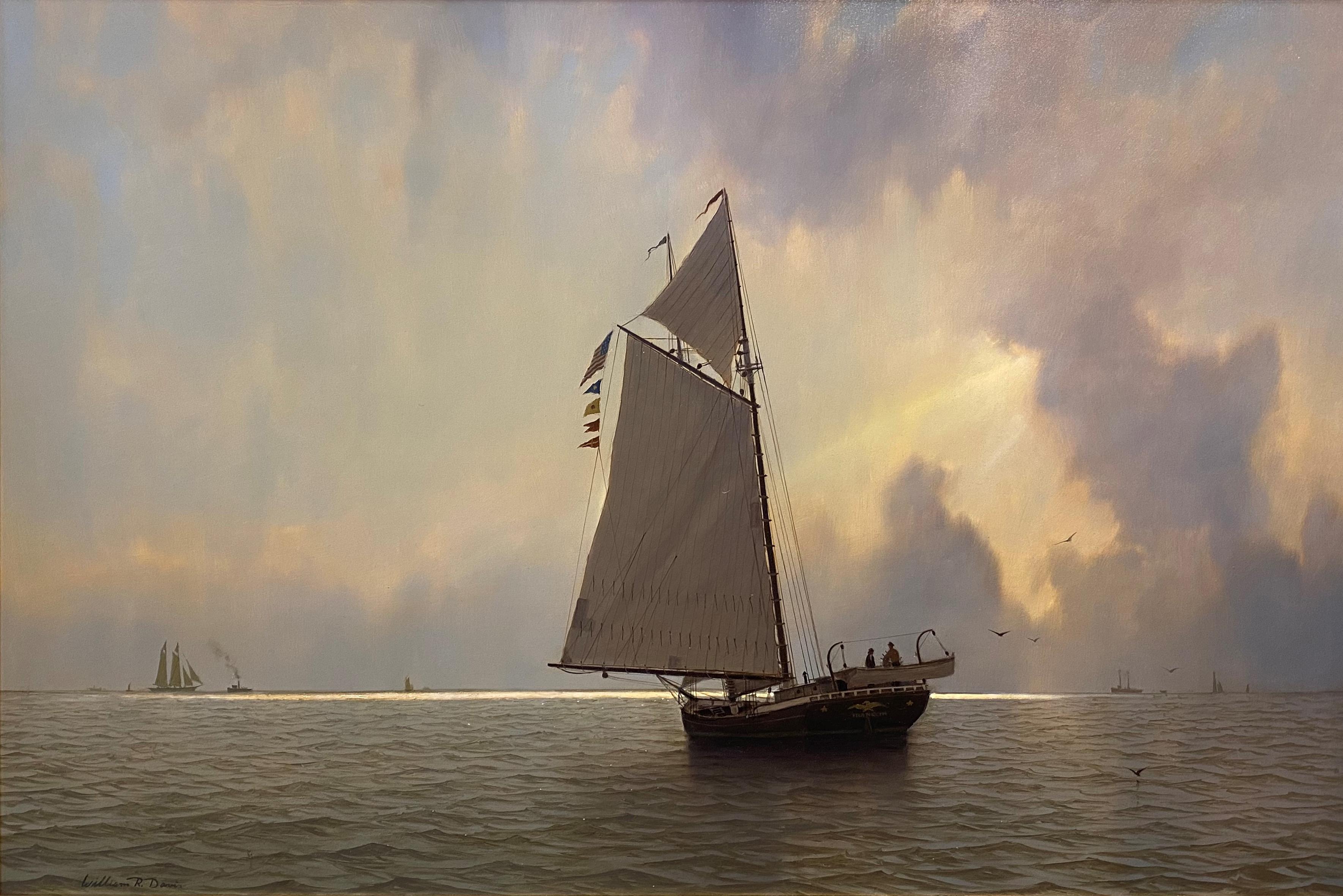 Drifting in Light Wind - Painting by William R. Davis