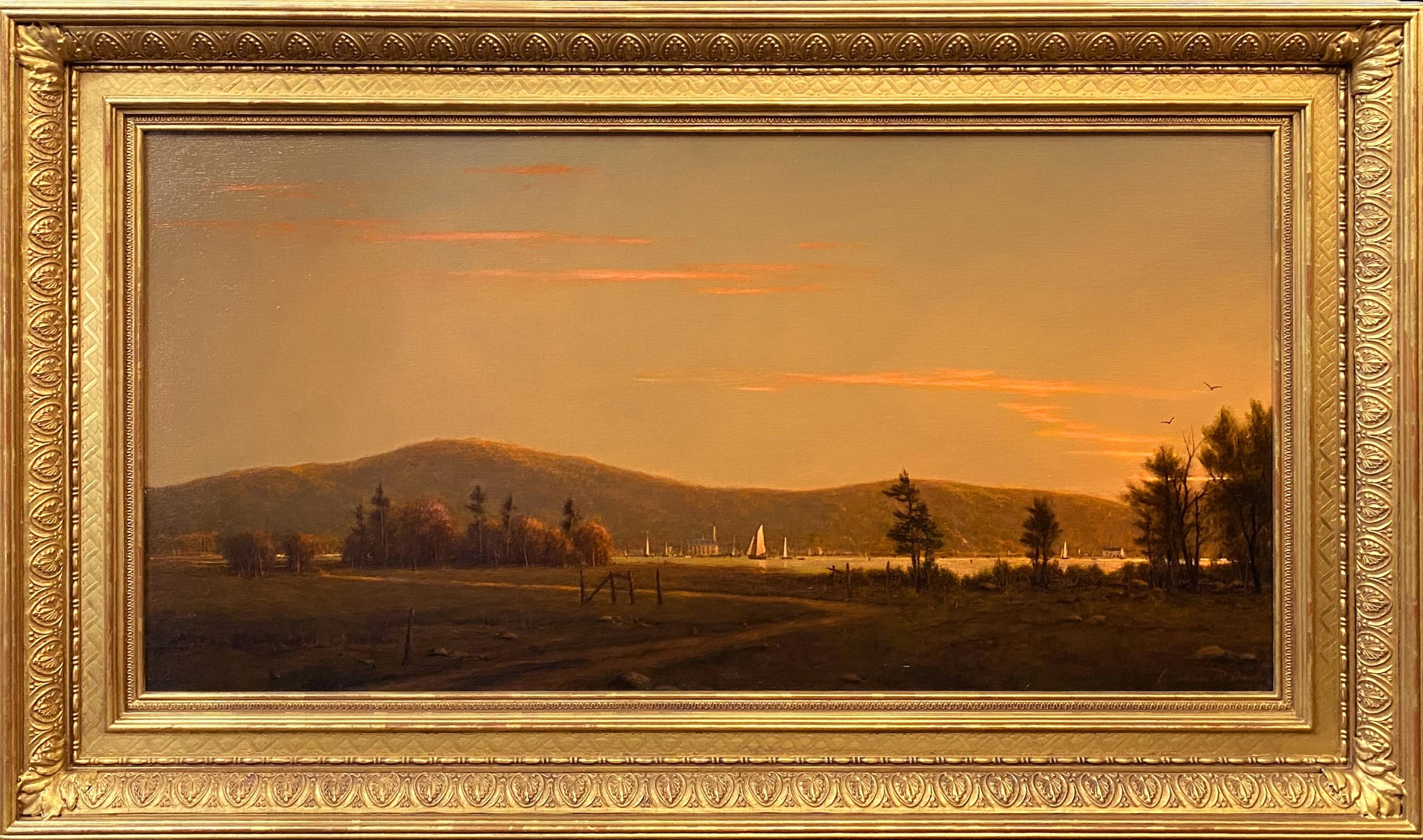 William R. Davis Landscape Painting – Sonnenuntergang im Hafen von Maine