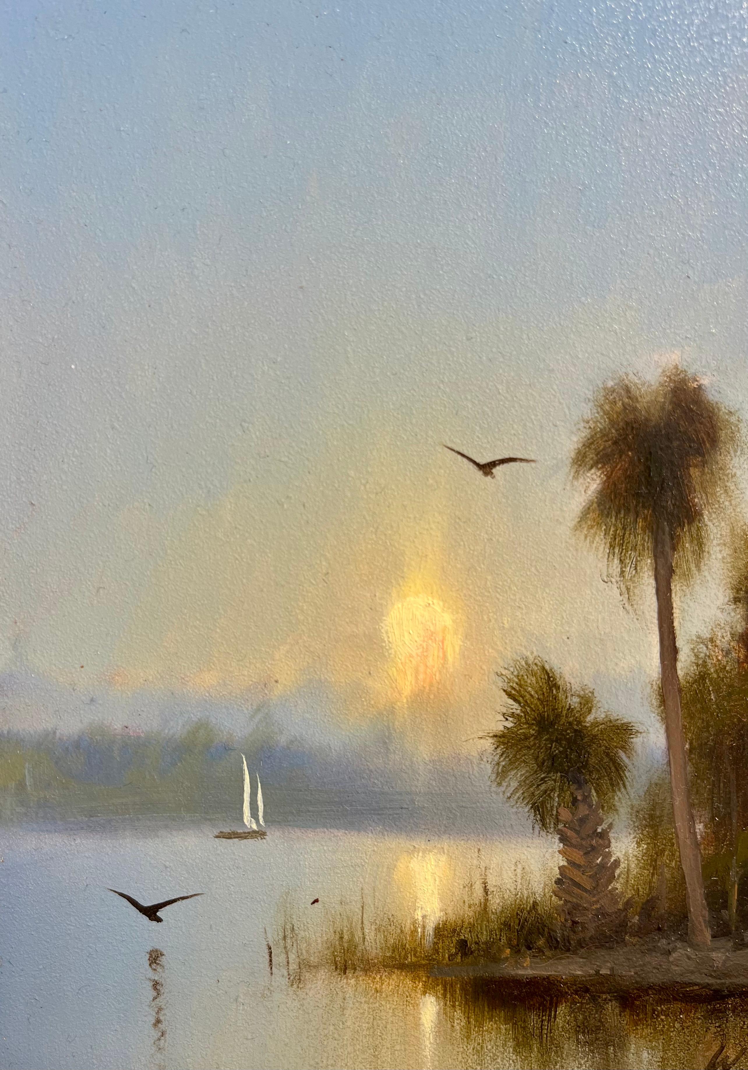 Schizzo delle vie d'acqua della Florida - Landscape Painting Beige di William R. Davis