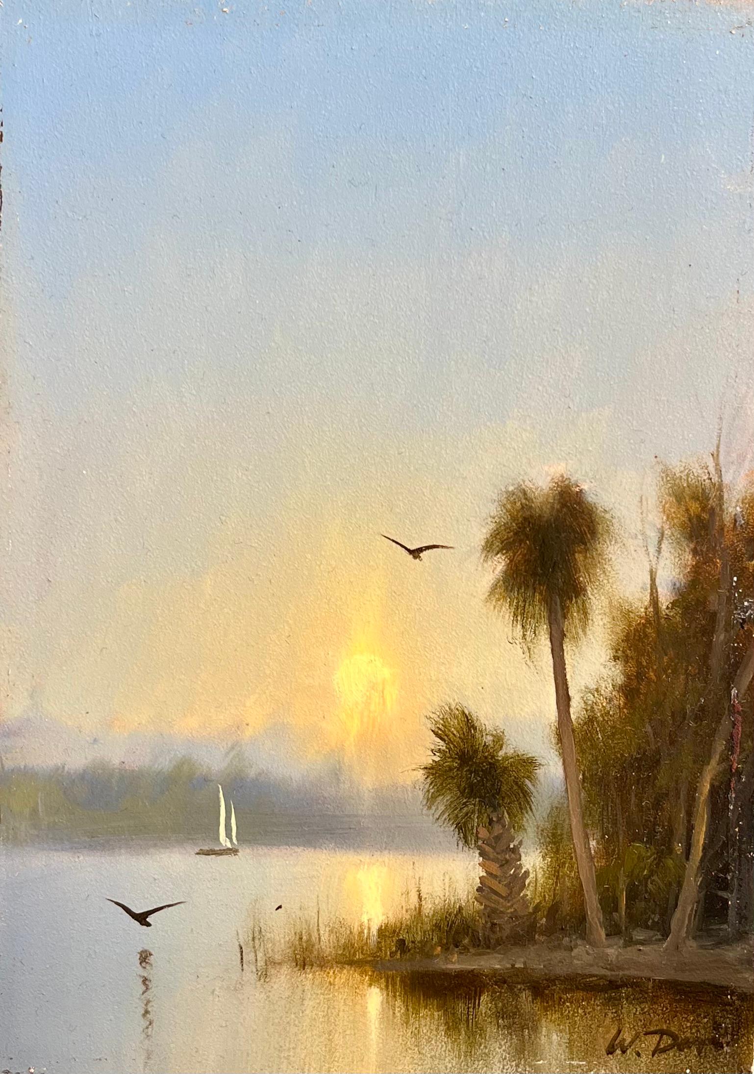 Landscape Painting di William R. Davis - Schizzo delle vie d'acqua della Florida