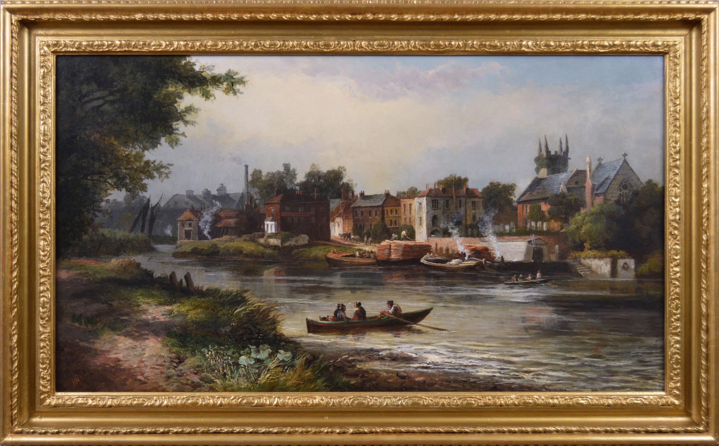 William R Stone Landscape Painting - 19th Century landscape oil painting of the River Thames 