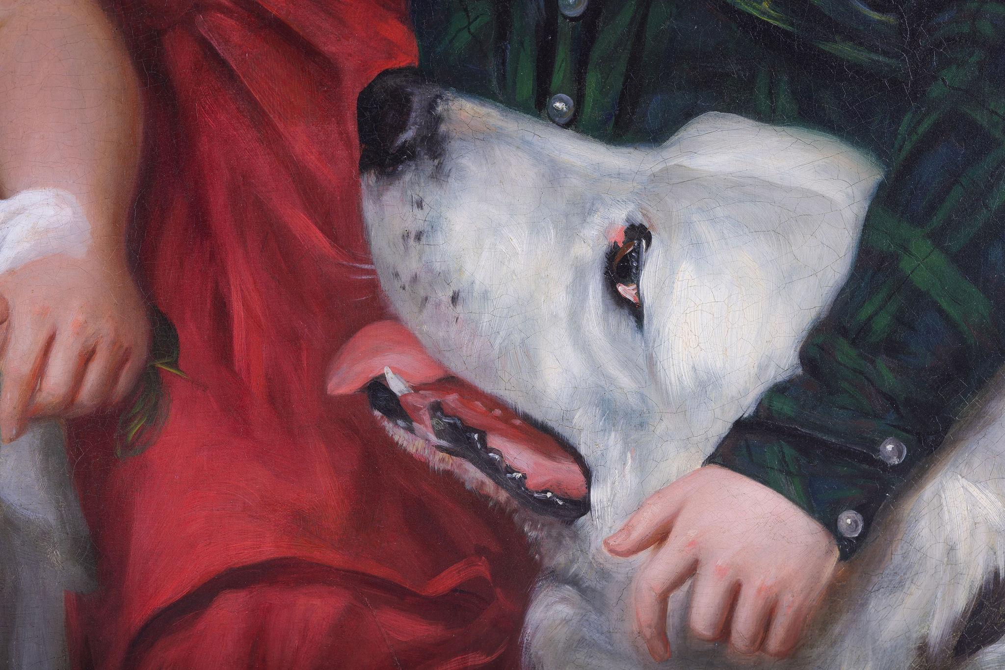 Un groupe familial avec un chien de compagnie
