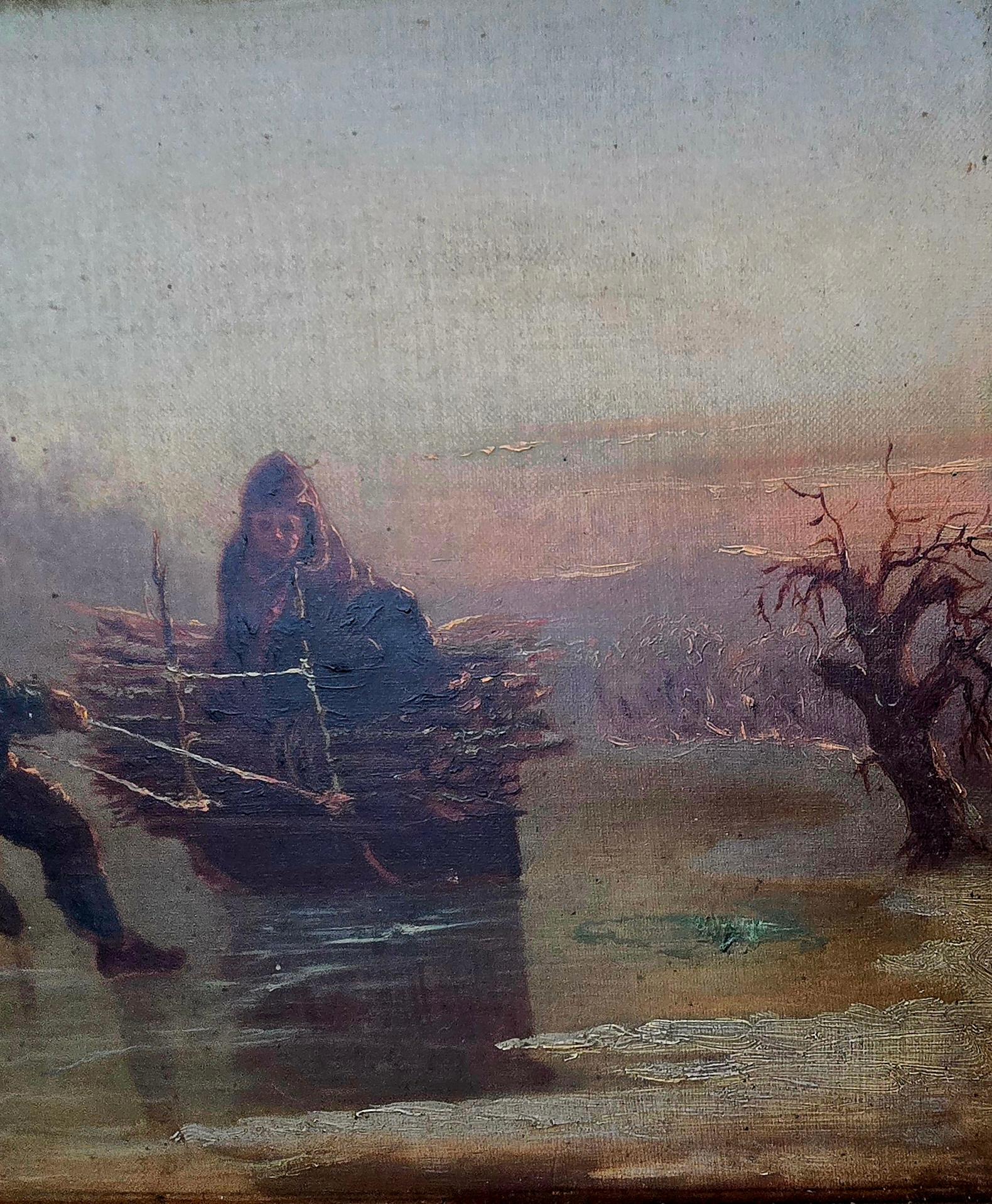 Retour à la maison avec chien et fardeau - Painting de William Raphael
