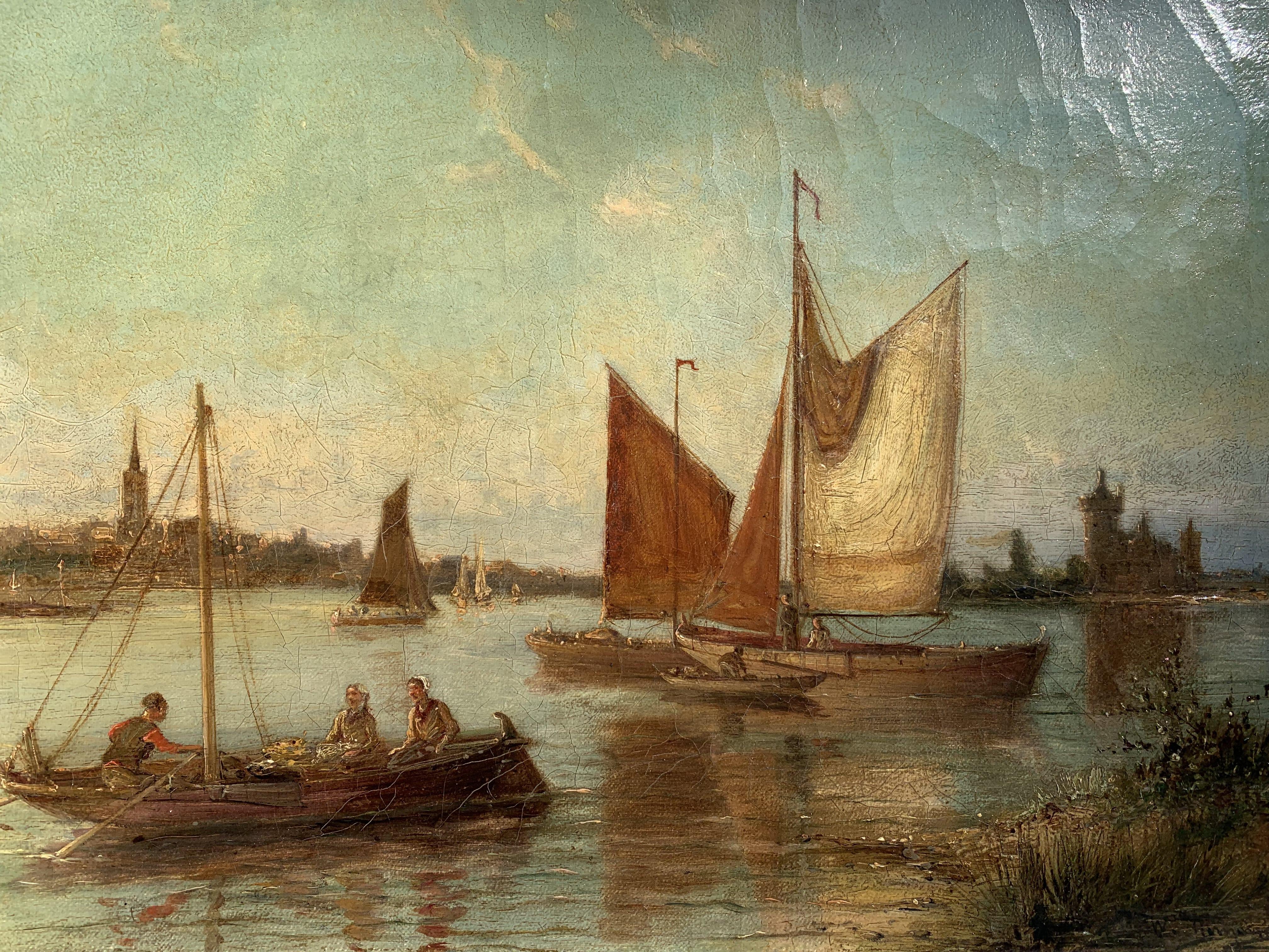 William Raymond Dommersen (Dutch, 1850-1927) Antique oil on canvas, Seascape For Sale 9