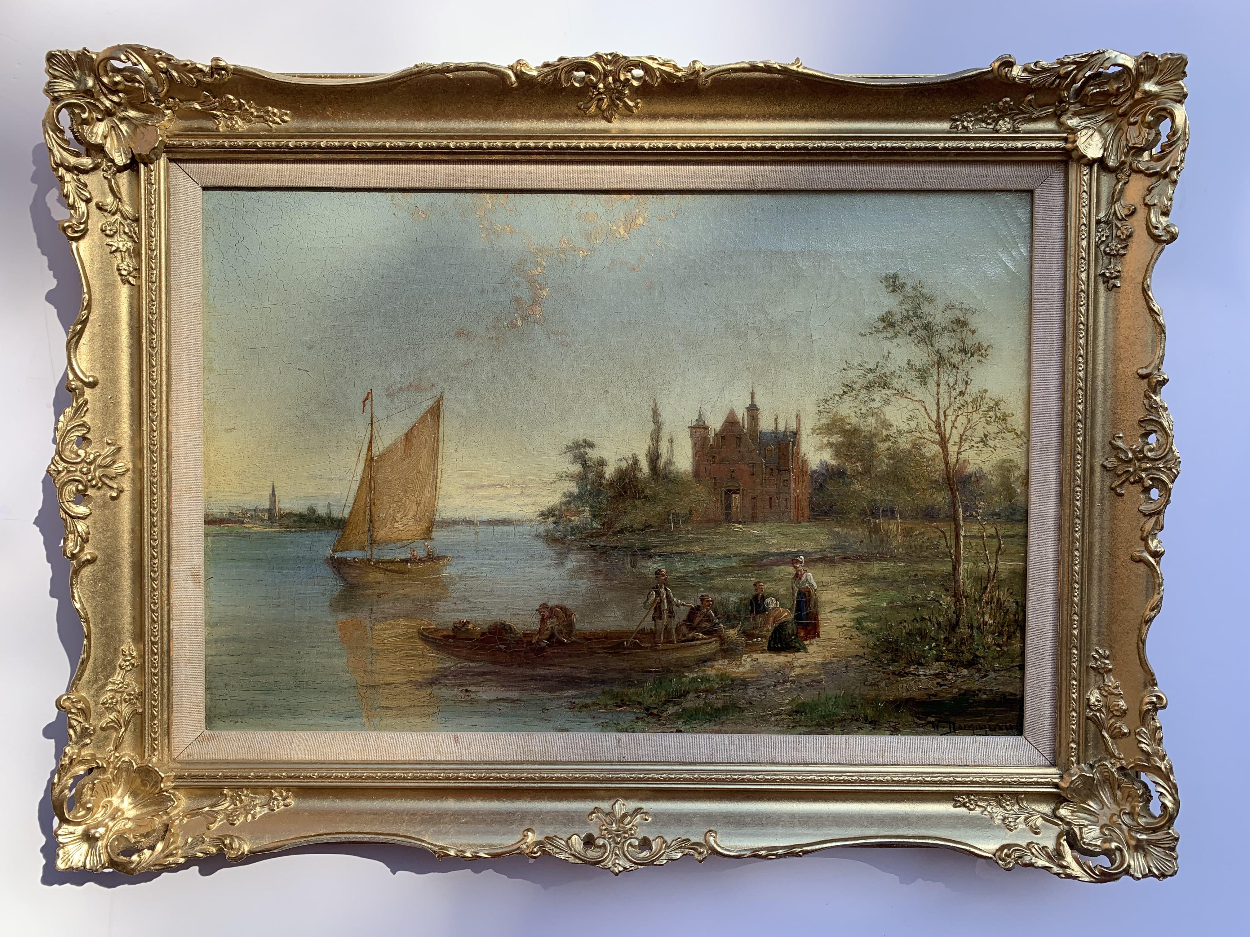 William Raymond Dommersen (Dutch, 1850-1927) Antique oil on canvas, Seascape For Sale 1