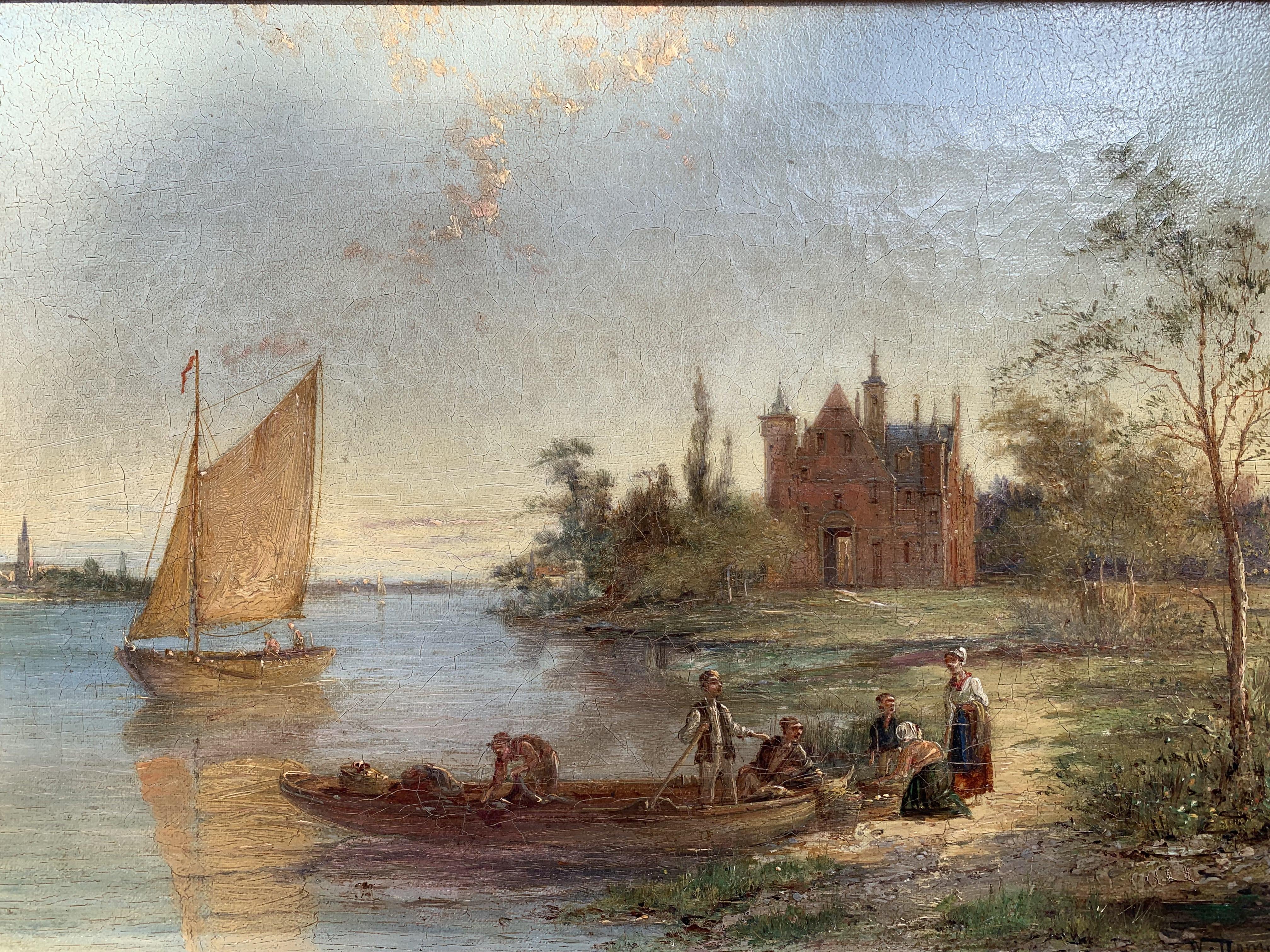 William Raymond Dommersen (Dutch, 1850-1927) Antique oil on canvas, Seascape For Sale 2