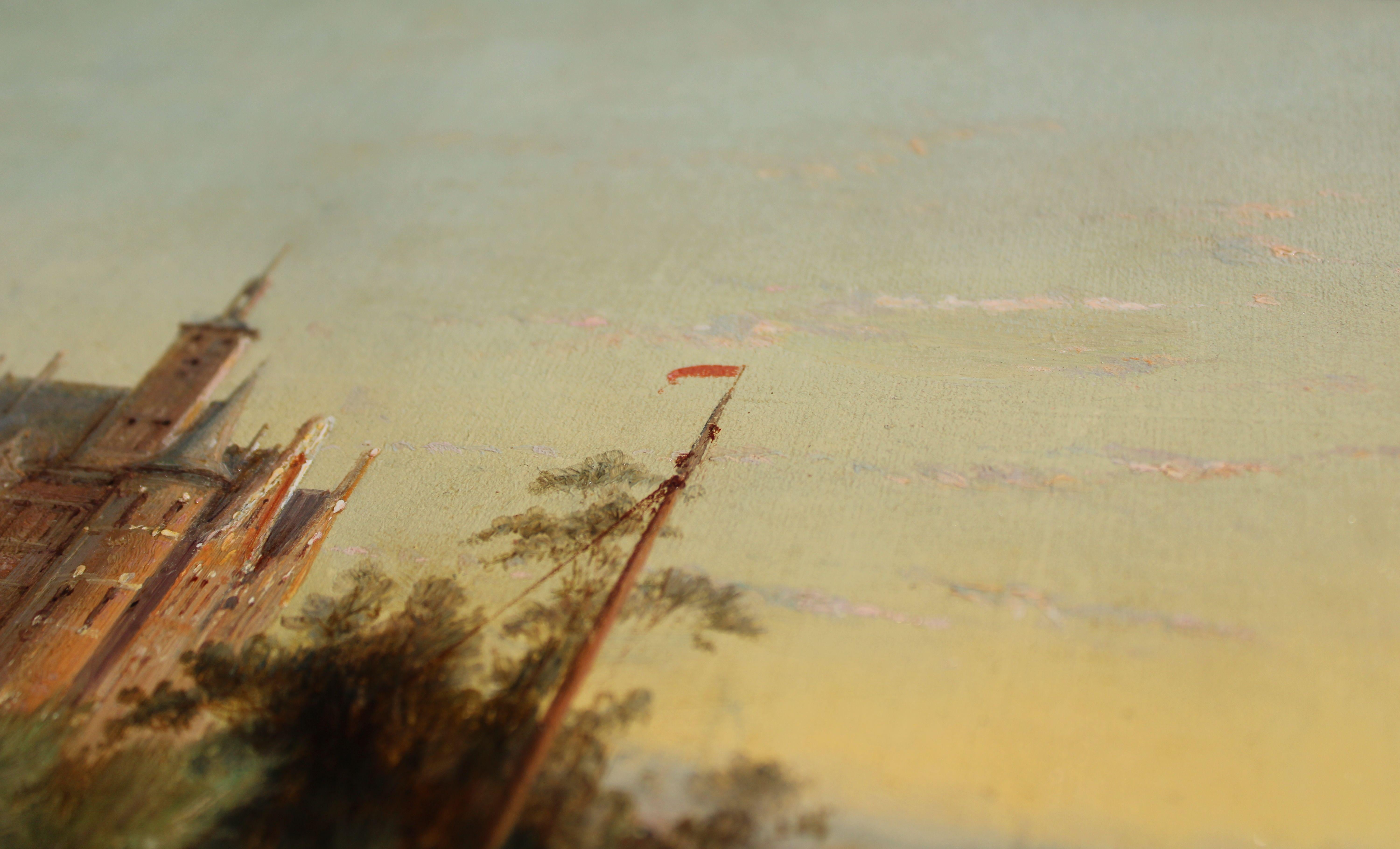 Dutch estuary landscape  Oil on canvas, 30x40.5 cm For Sale 5