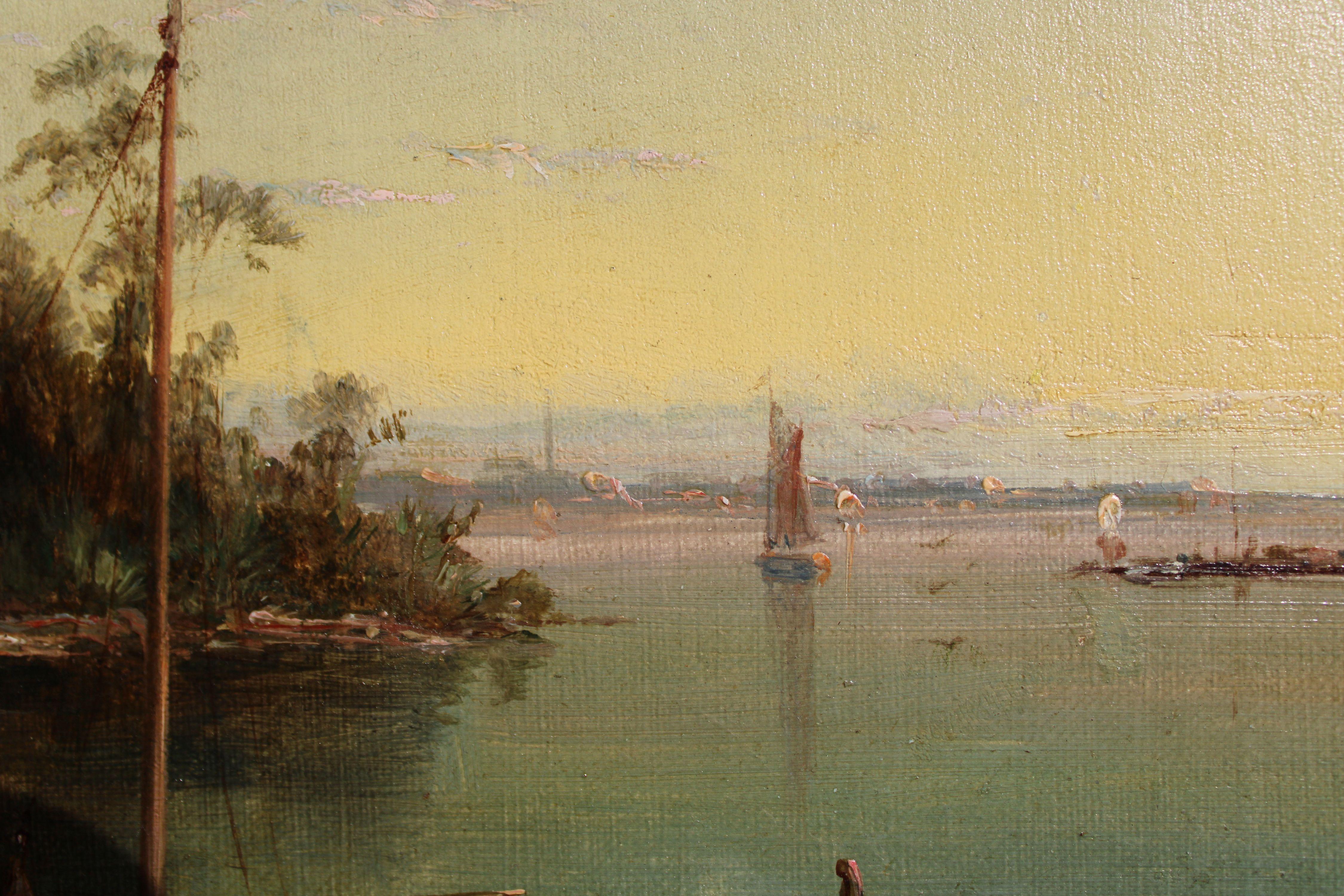 Dutch estuary landscape  Oil on canvas, 30x40.5 cm For Sale 1