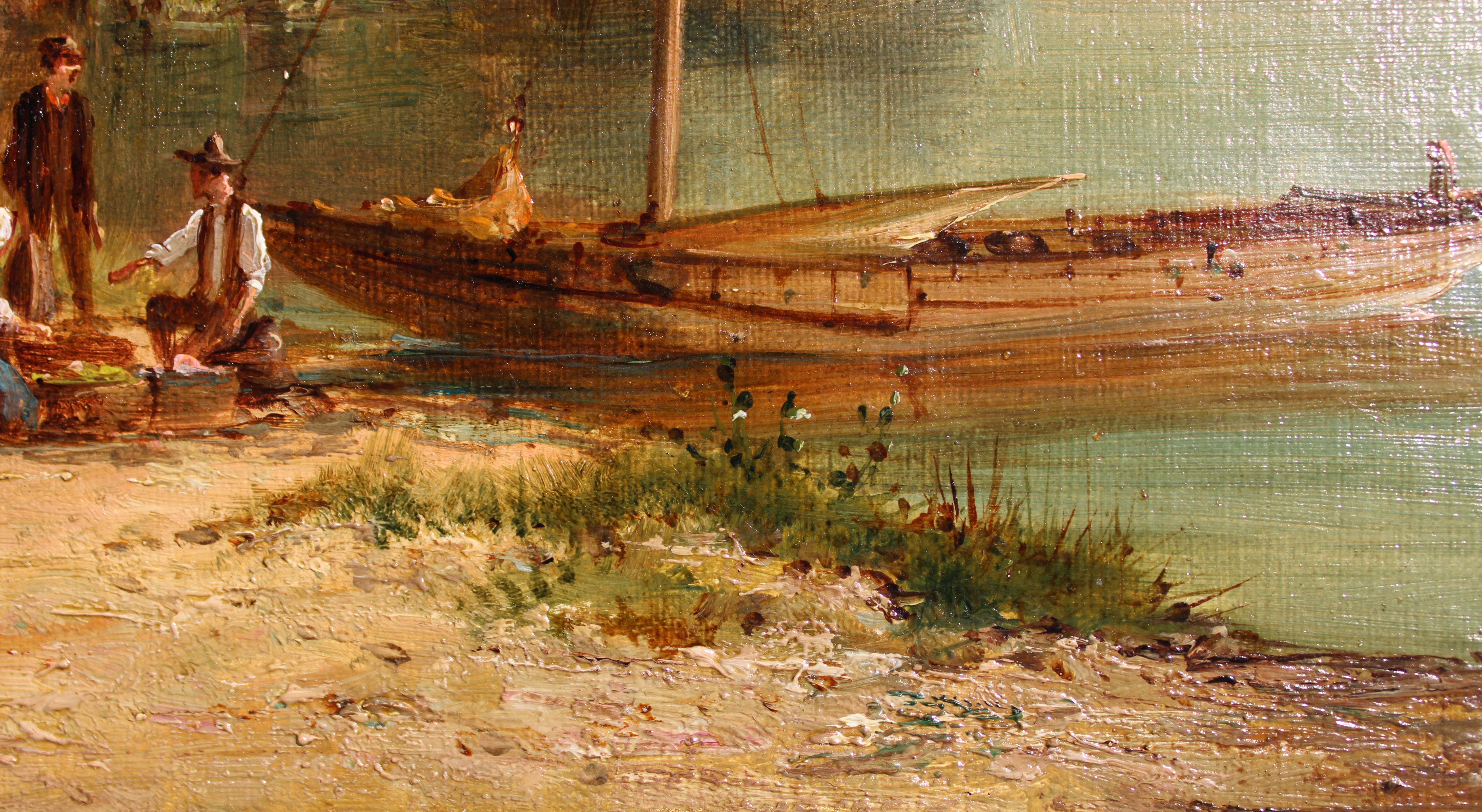 Dutch estuary landscape  Oil on canvas, 30x40.5 cm For Sale 2