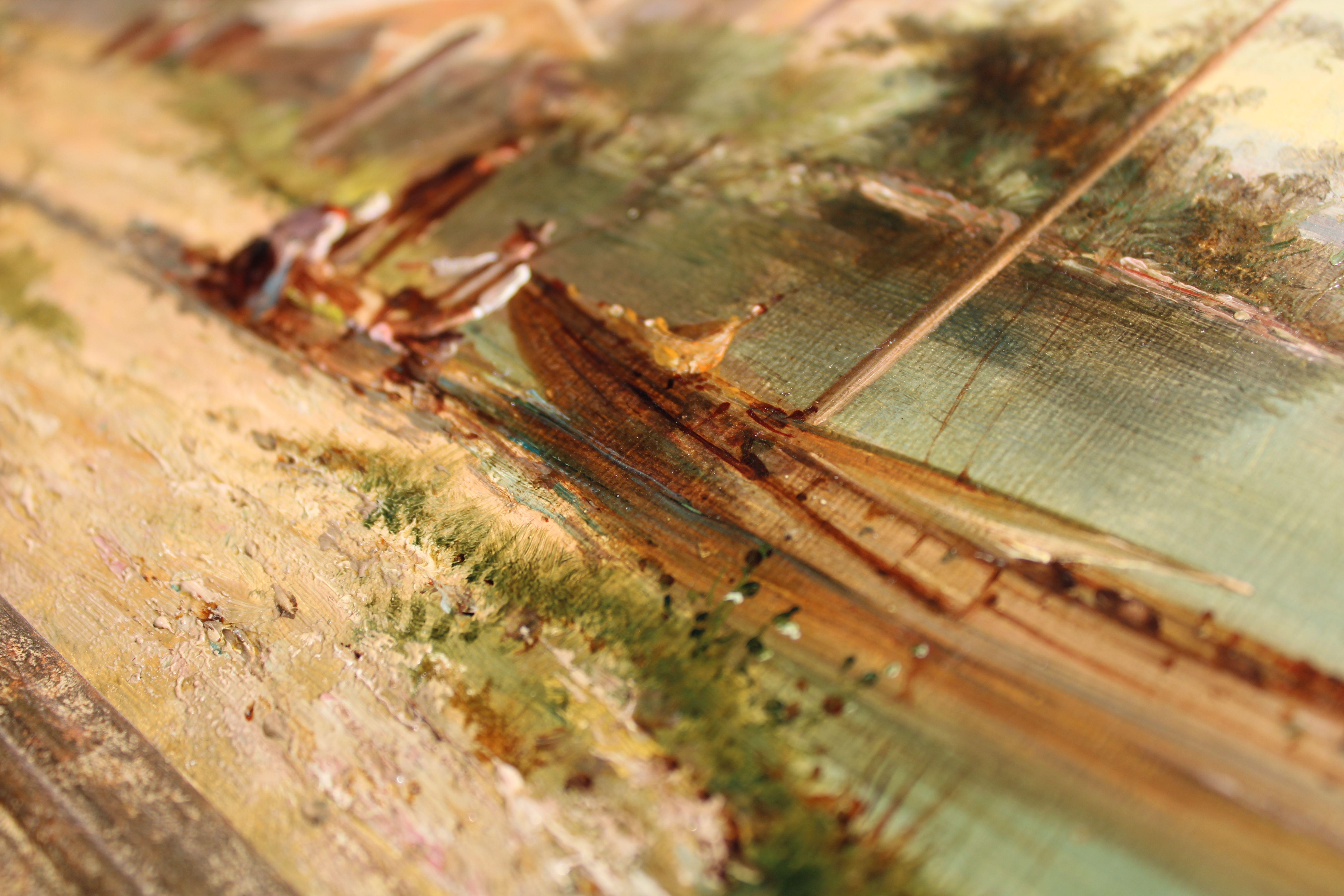 Dutch estuary landscape  Oil on canvas, 30x40.5 cm For Sale 4