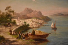 Peinture à l'huile « On the Tiber Italy » (L'Italie du Tibre) de William Raymond Dommersen