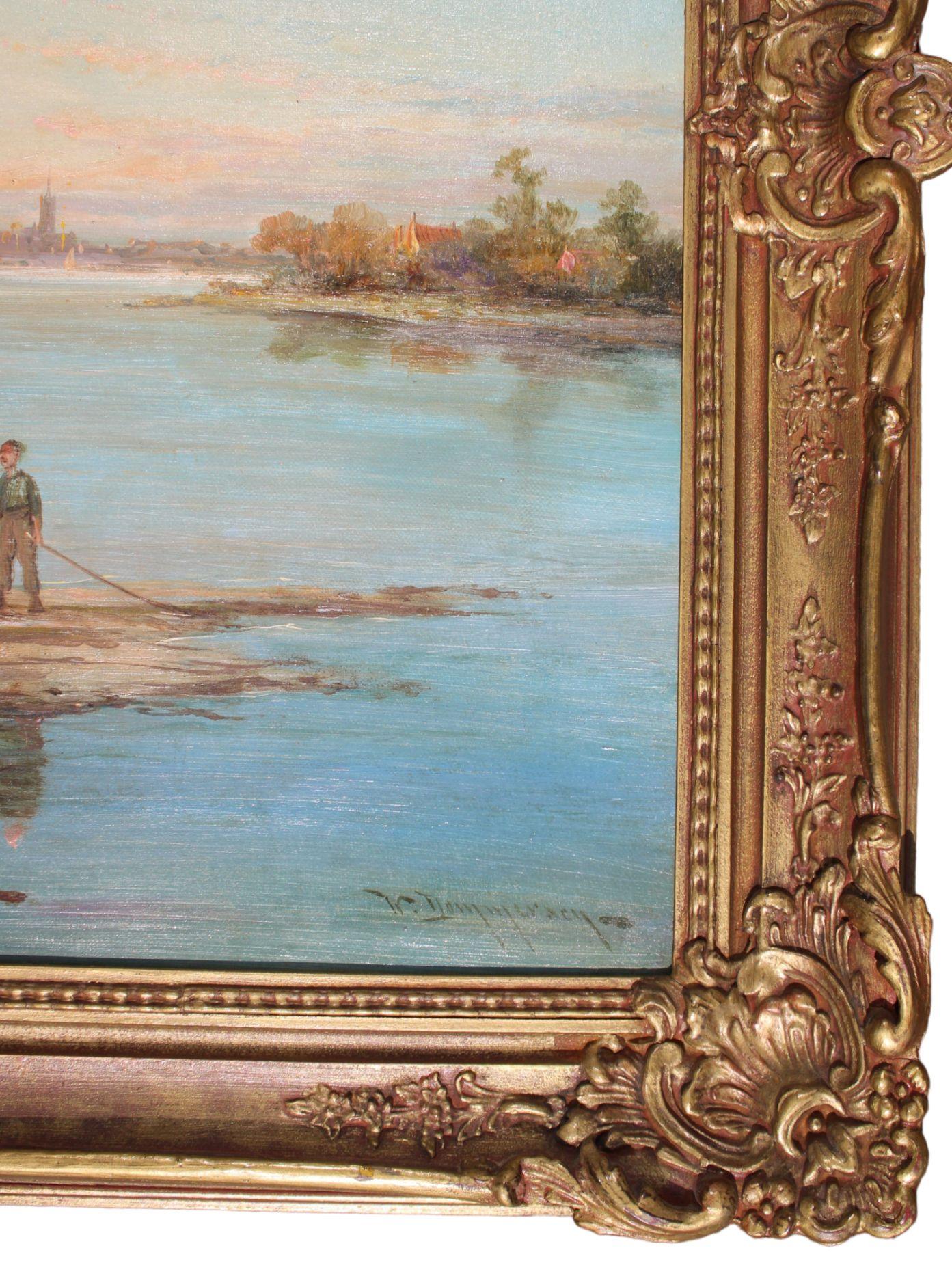 Schiedam on the Scheldt, Holland  Oil on canvas, 49.5x75 cm For Sale 9