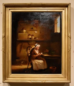Oil Painting circle of William Redmore Bigg "Spinning"