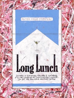 Le long déjeuner de Churchill et Pollock, peinture originale, pop art, cigarettes
