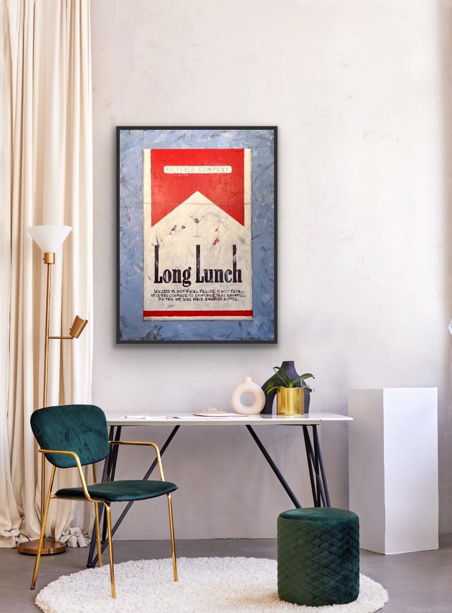 Lunch long rouge Churchill, peinture originale, Pop art, cigarettes en vente 6