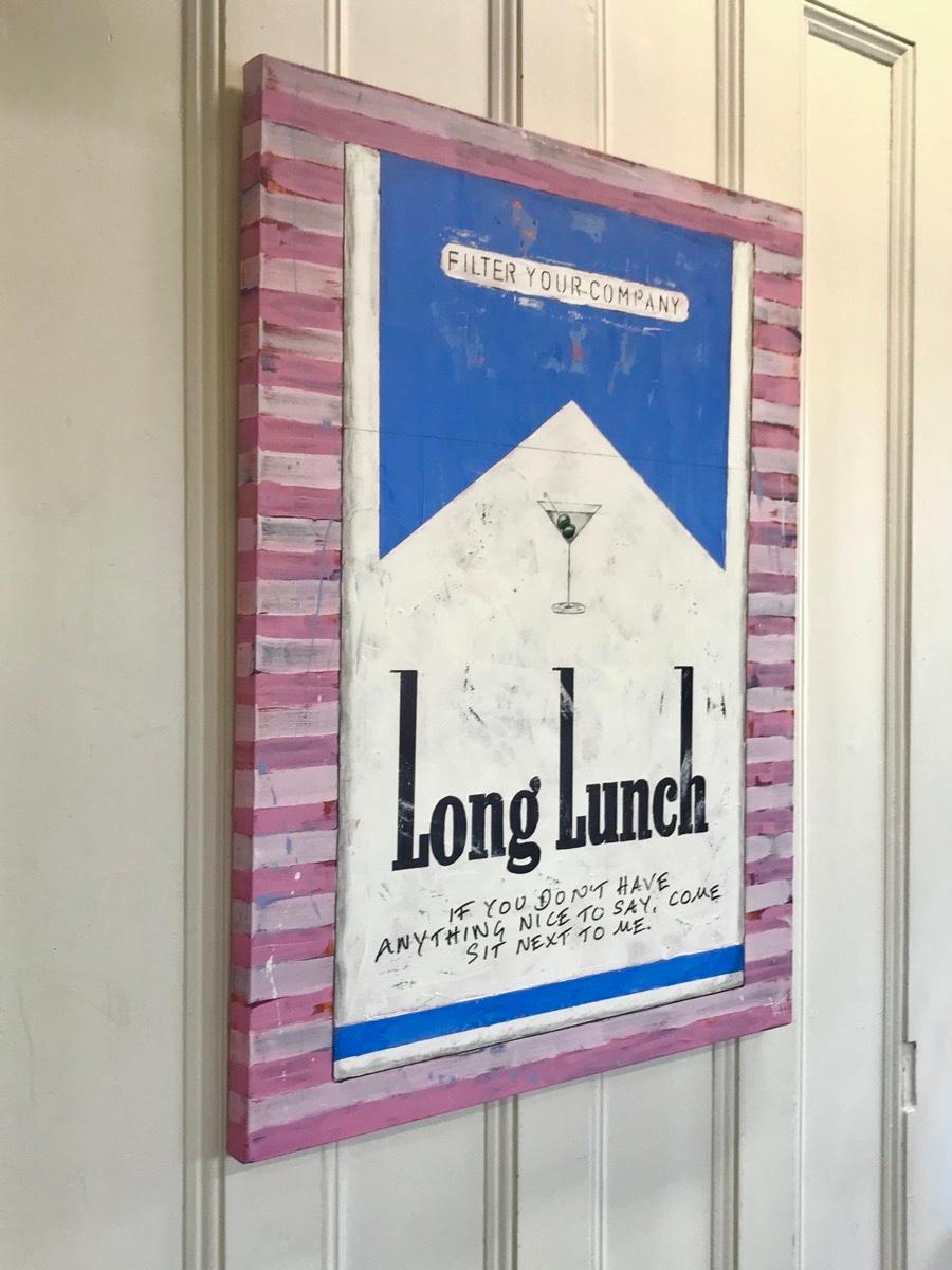 Diptych of Long Lunch Sit Next to Me BLUE ON PINK & Shakespeare's Long Lunch For Sale 9