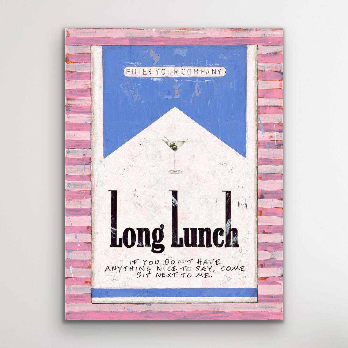 Diptych of Long Lunch Sit Next to Me BLUE ON PINK & Shakespeare's Long Lunch For Sale 11