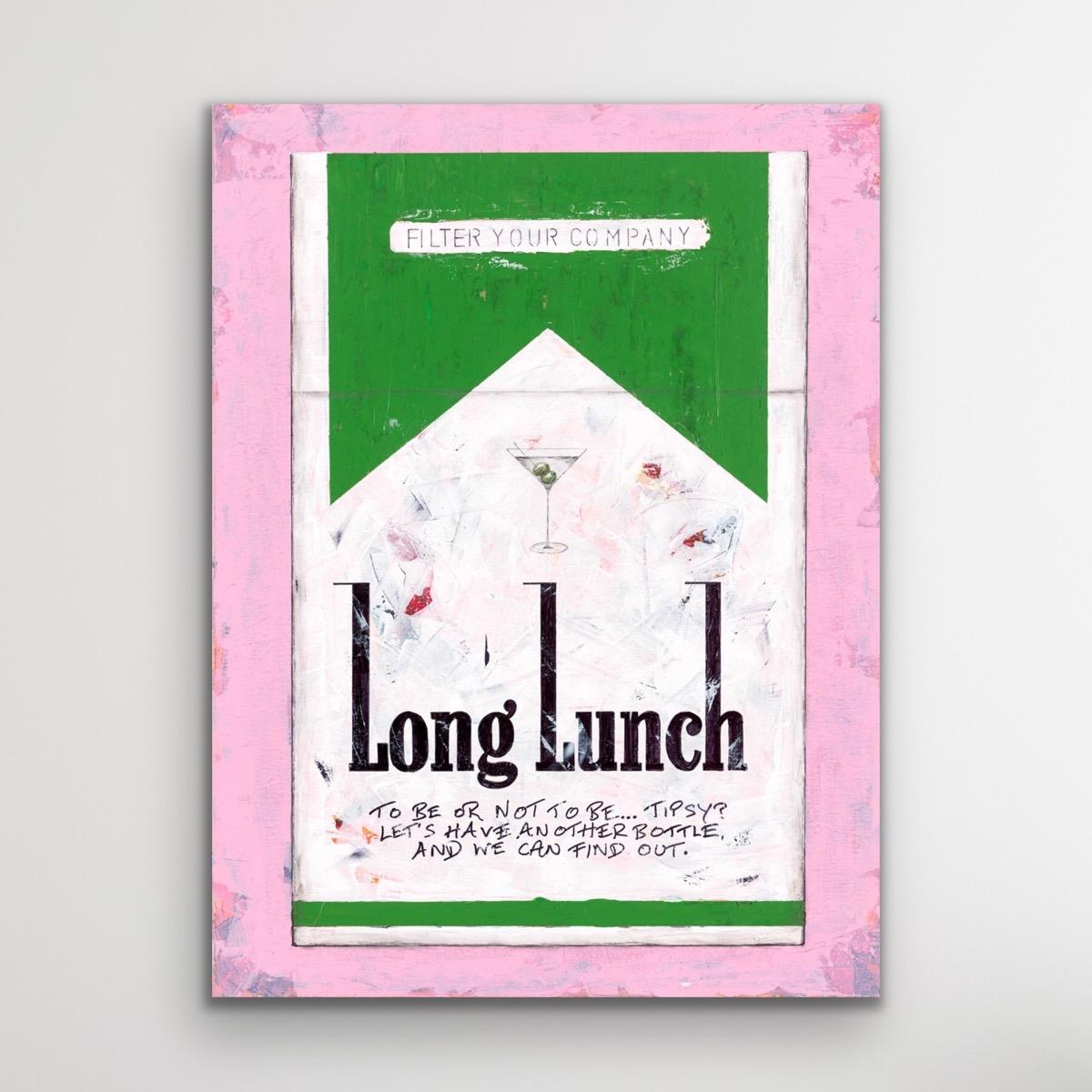 Diptych of Long Lunch Sit Next to Me BLUE ON PINK & Shakespeare's Long Lunch For Sale 12