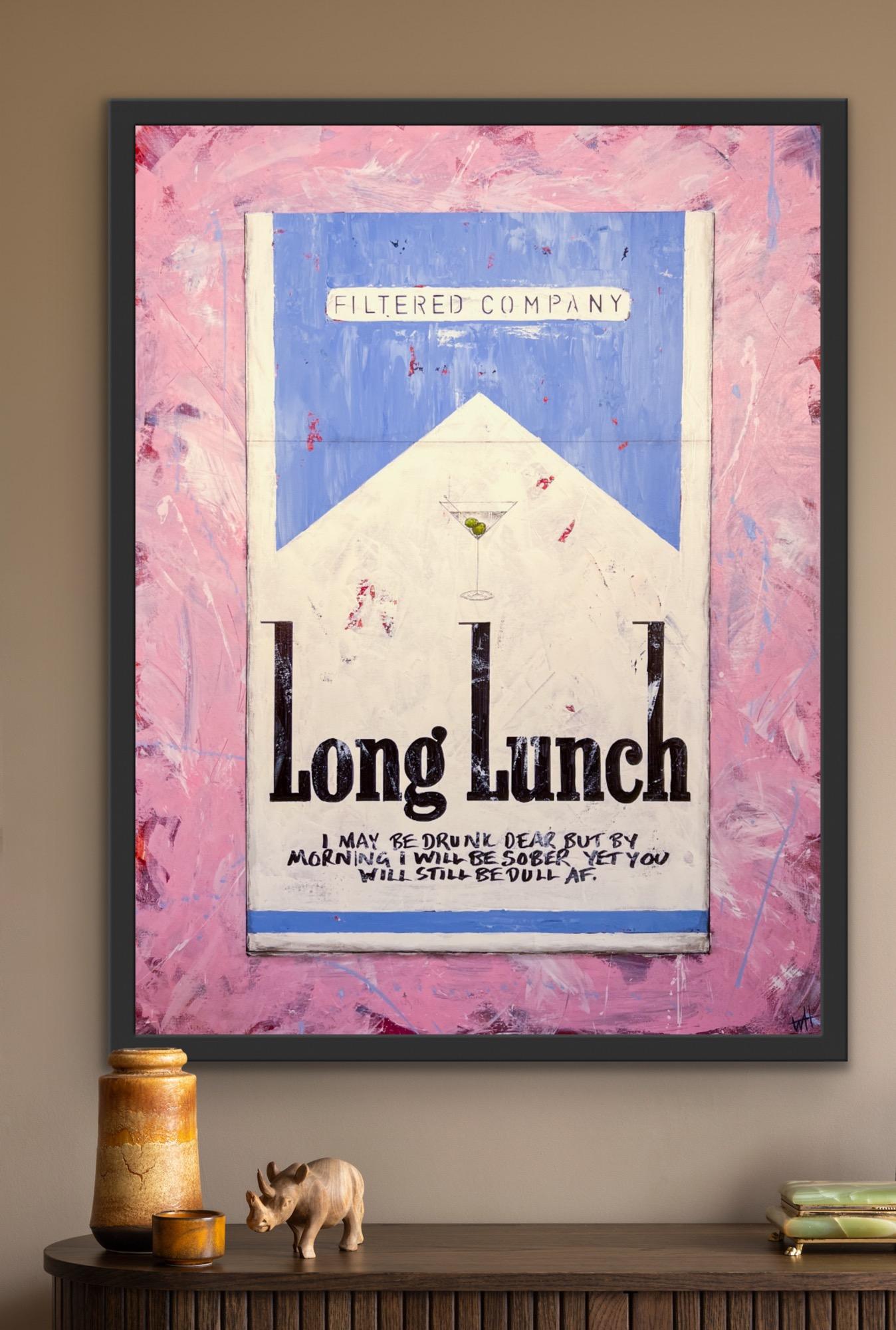 El largo almuerzo de Winston AF aburrido, Pintura original, Pop art, Cigarrillos, arte cool - Painting Arte pop de William Richard Hylton
