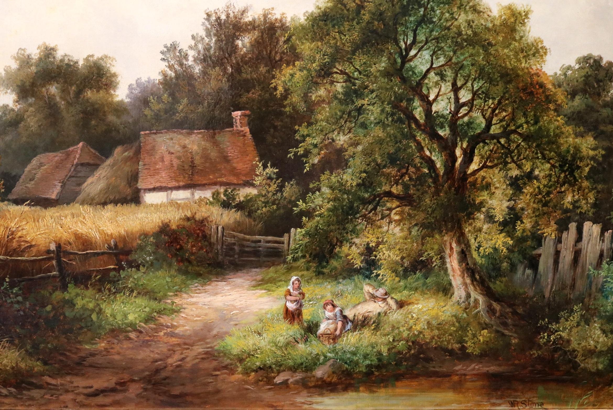 A Kentish Homestead - Large 19th Century English Country Landscape Oil Painting  3