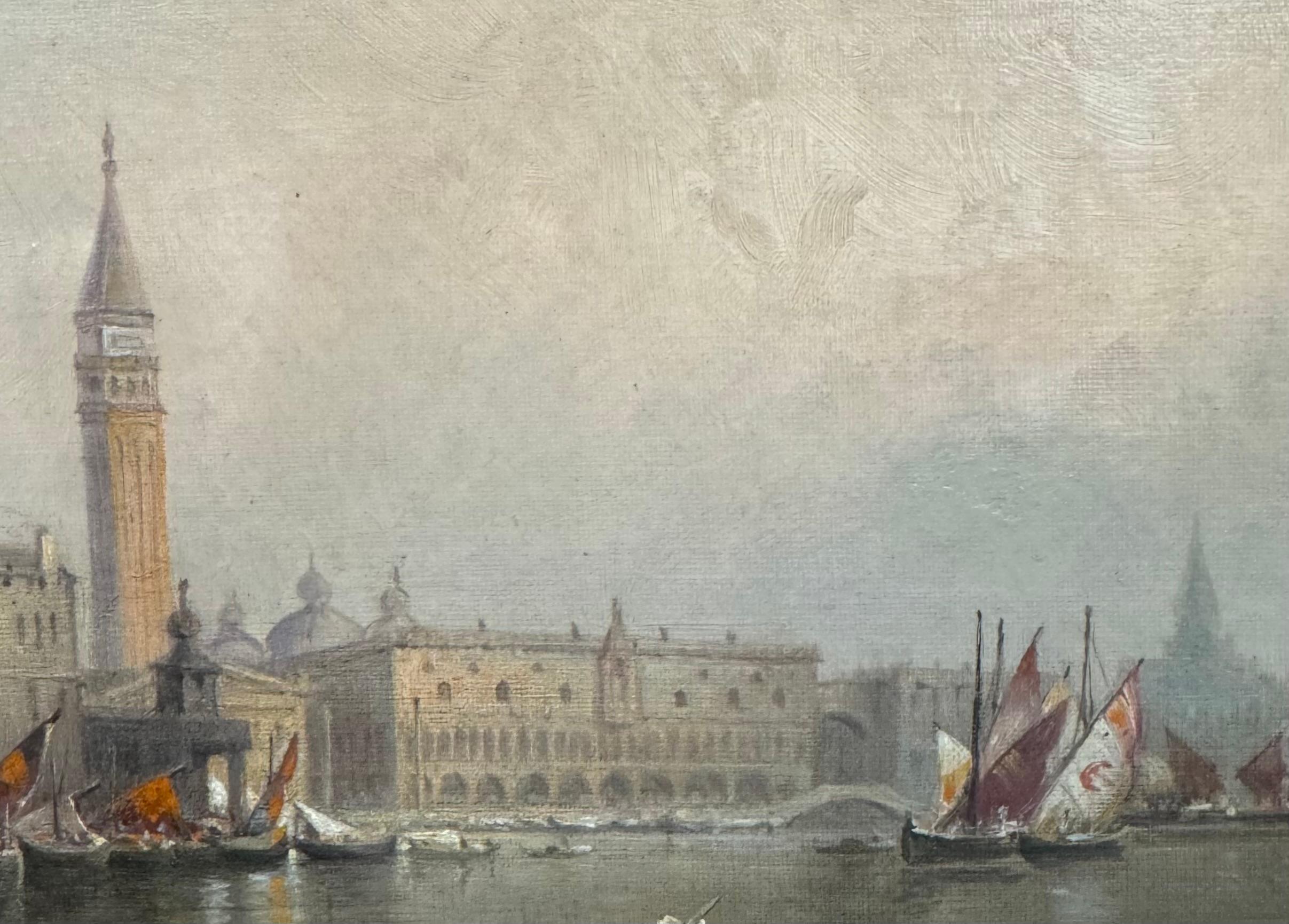 BELLE EPOQUE Fine MUSEUM American Venetian “Santa Maria della Salute” Painting For Sale 8