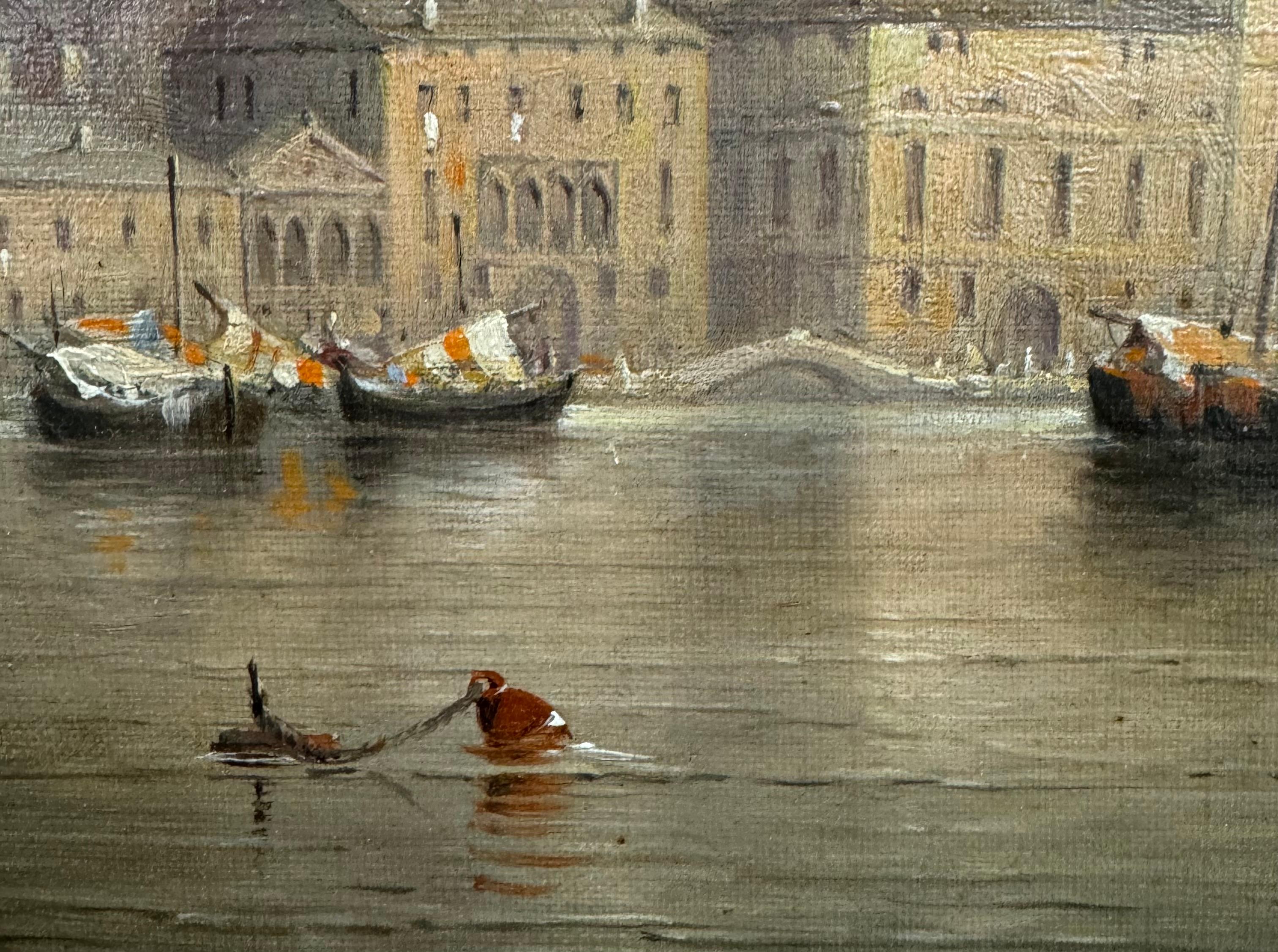 BELLE EPOQUE Fine MUSEUM American Venetian “Santa Maria della Salute” Painting For Sale 9